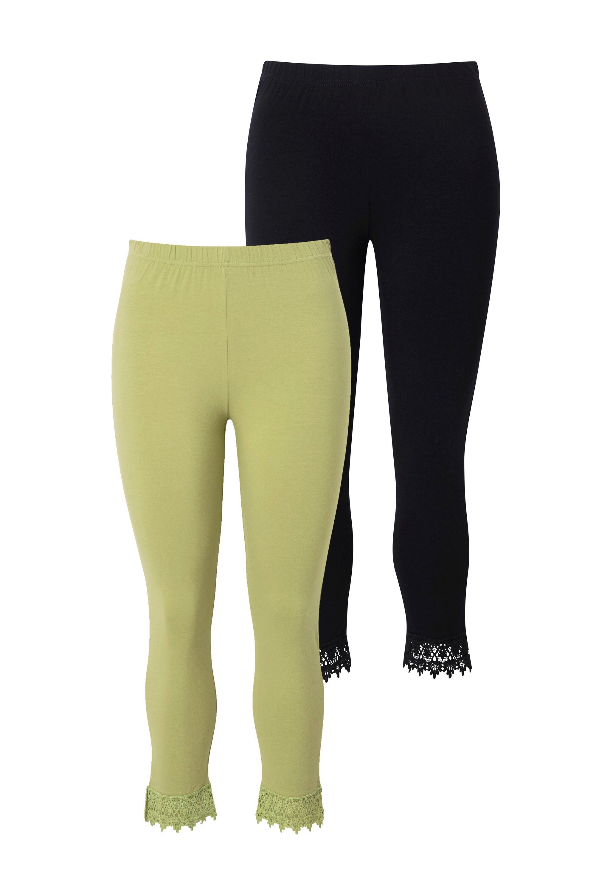 Ulla Popken Leggings 7/8-Leggings 2er-Pack Spitzensaum günstig online kaufen