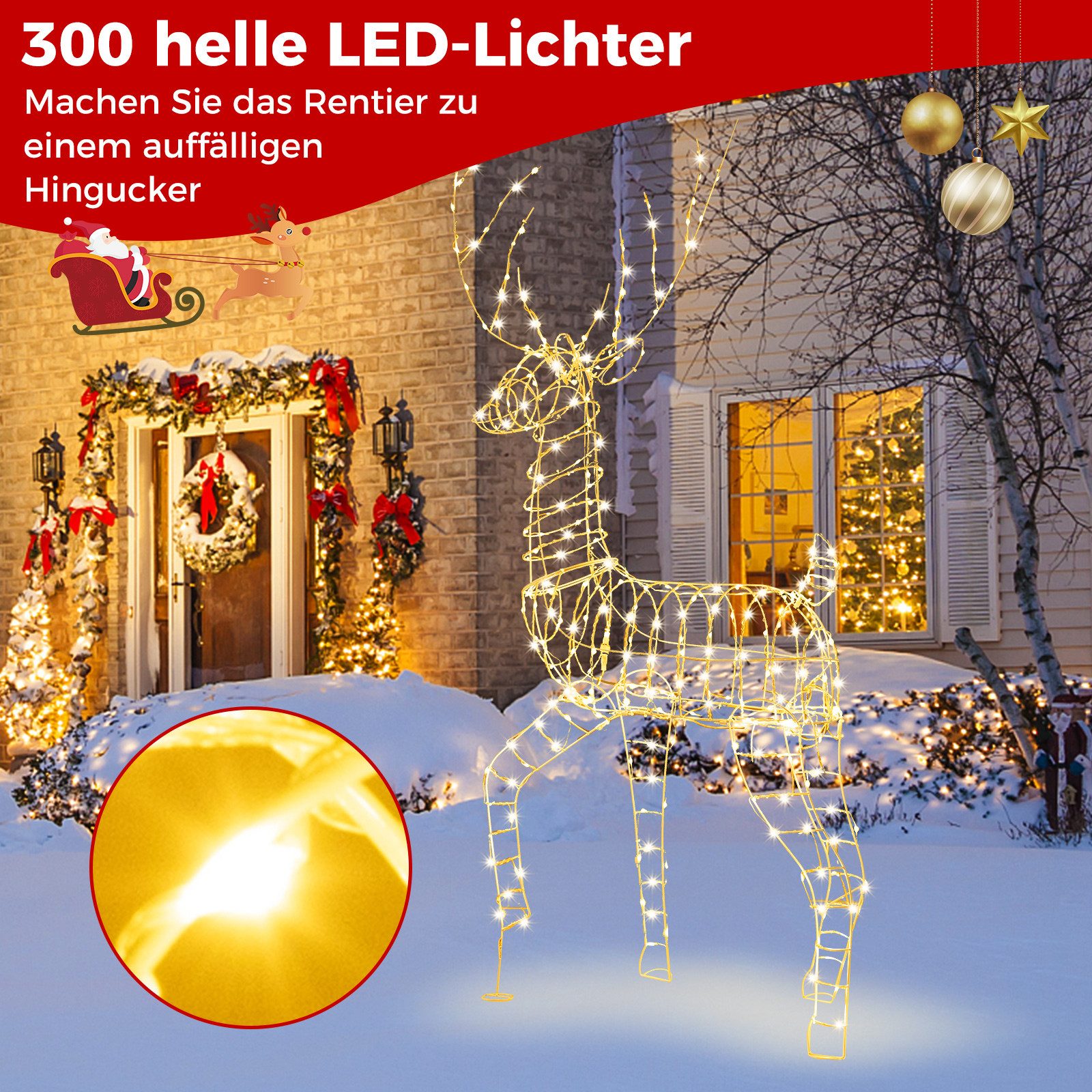 COSTWAY Weihnachtsfigur (1 St), LED Rentier, günstig online kaufen