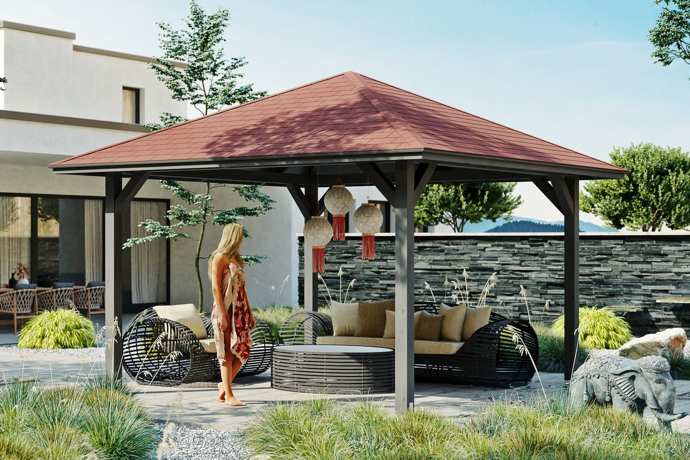 Thumbnail - Skanholz Holzpavillon Cannes 2, Leimholz, 359 x 359 cm