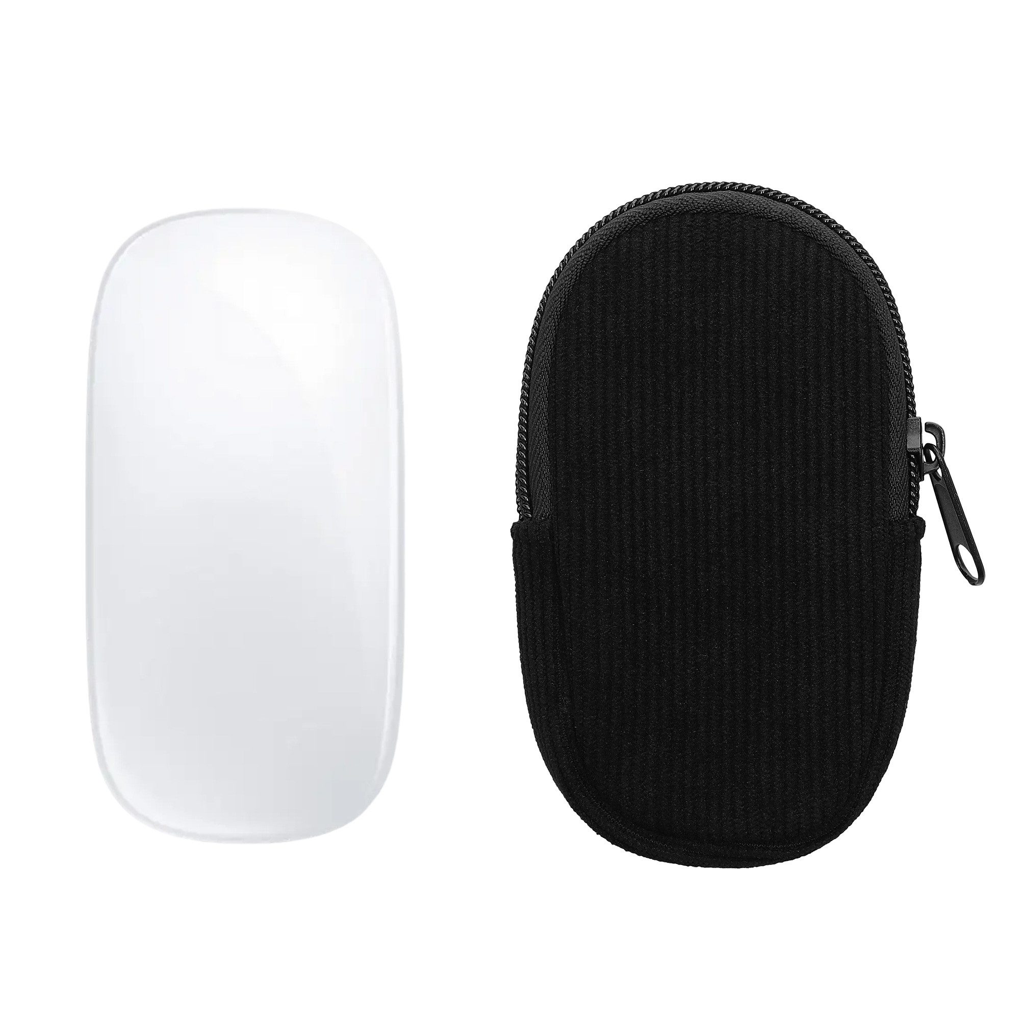 kwmobile Schutz-Set Maus Tasche für Apple Magic Mouse 1 / 2 Hülle, Case für Bluetooth Maus aus robustem Cord und Neopren Stoff