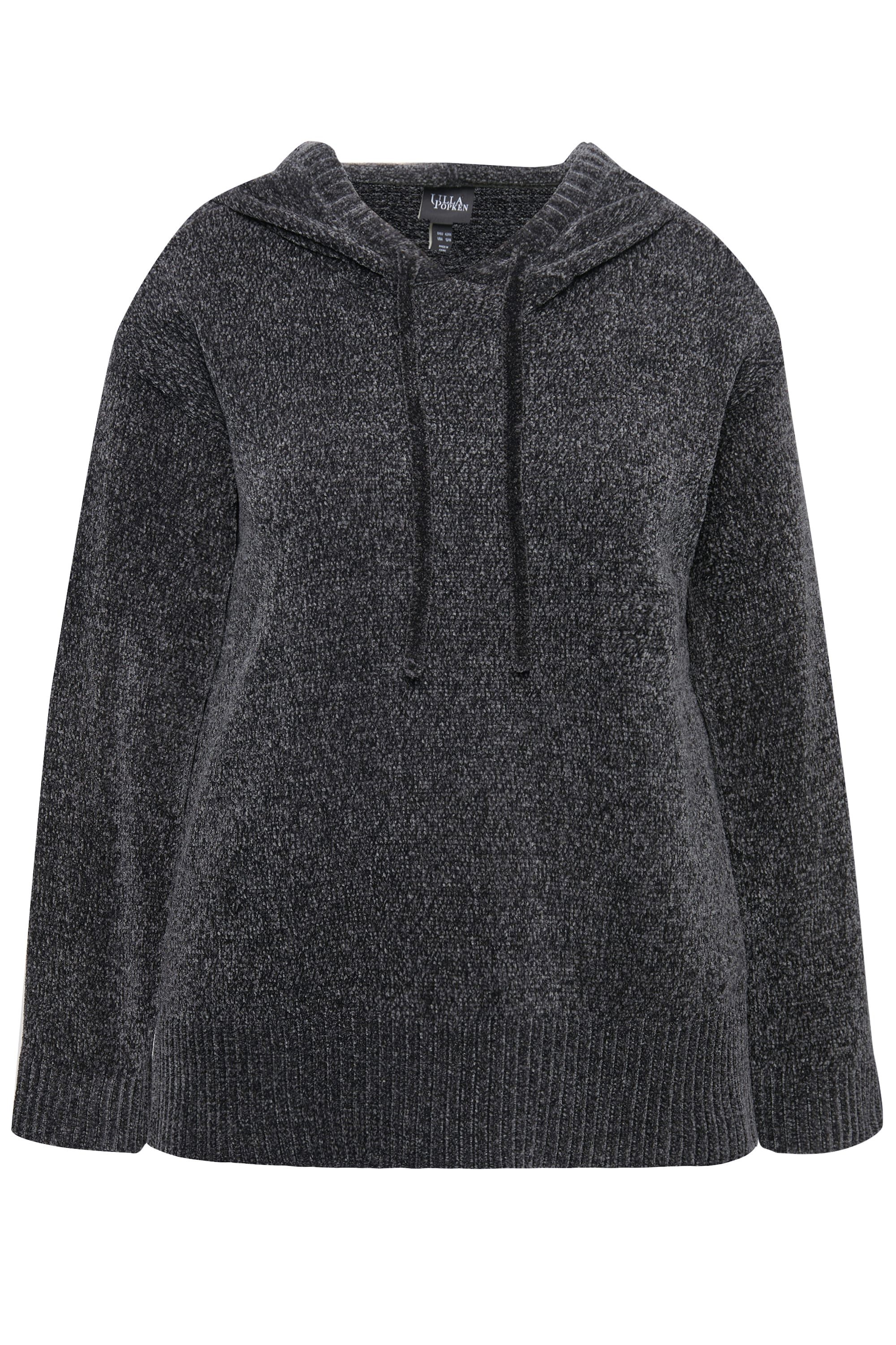 Ulla Popken Wollpullover Chenille-Hoodie Kapuze Kordel günstig online kaufen