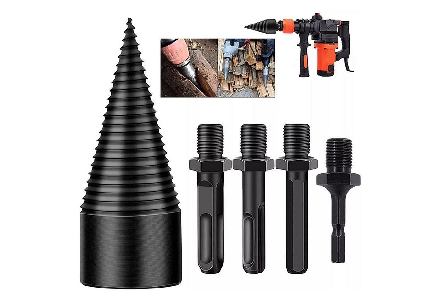 Thumbnail - OKWISH Holzspalter Schraube Kegel Bohrkegel Bohrmaschine Brennholzbohrer Mehrzweckbohrer, Spaltgutdurchmesser bis 20 cm,...