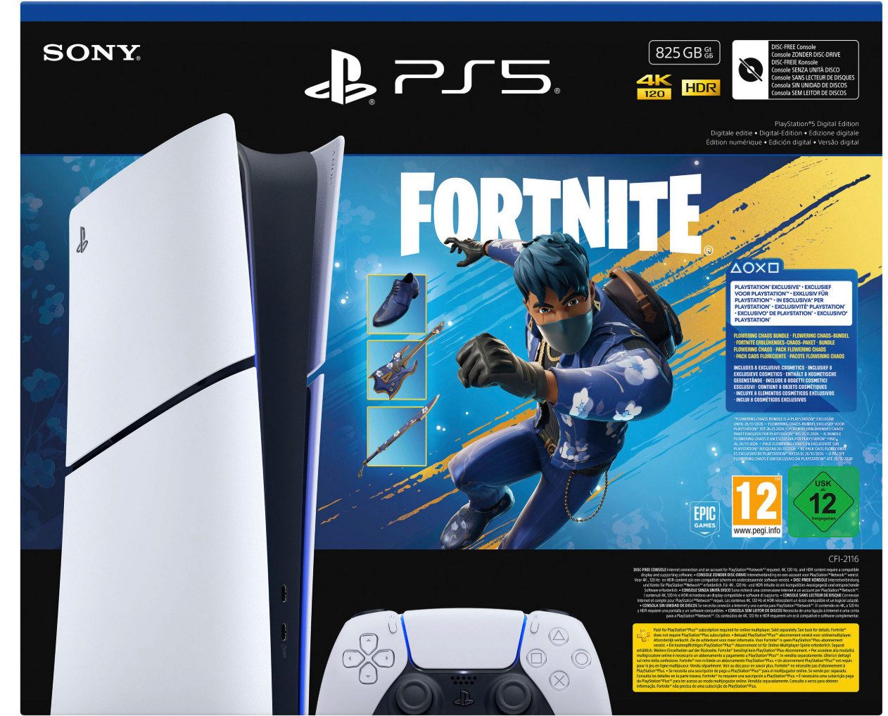 Playstation PlayStation 5 Digital Edition, Slim Fortnite Cobalt Star Bundle