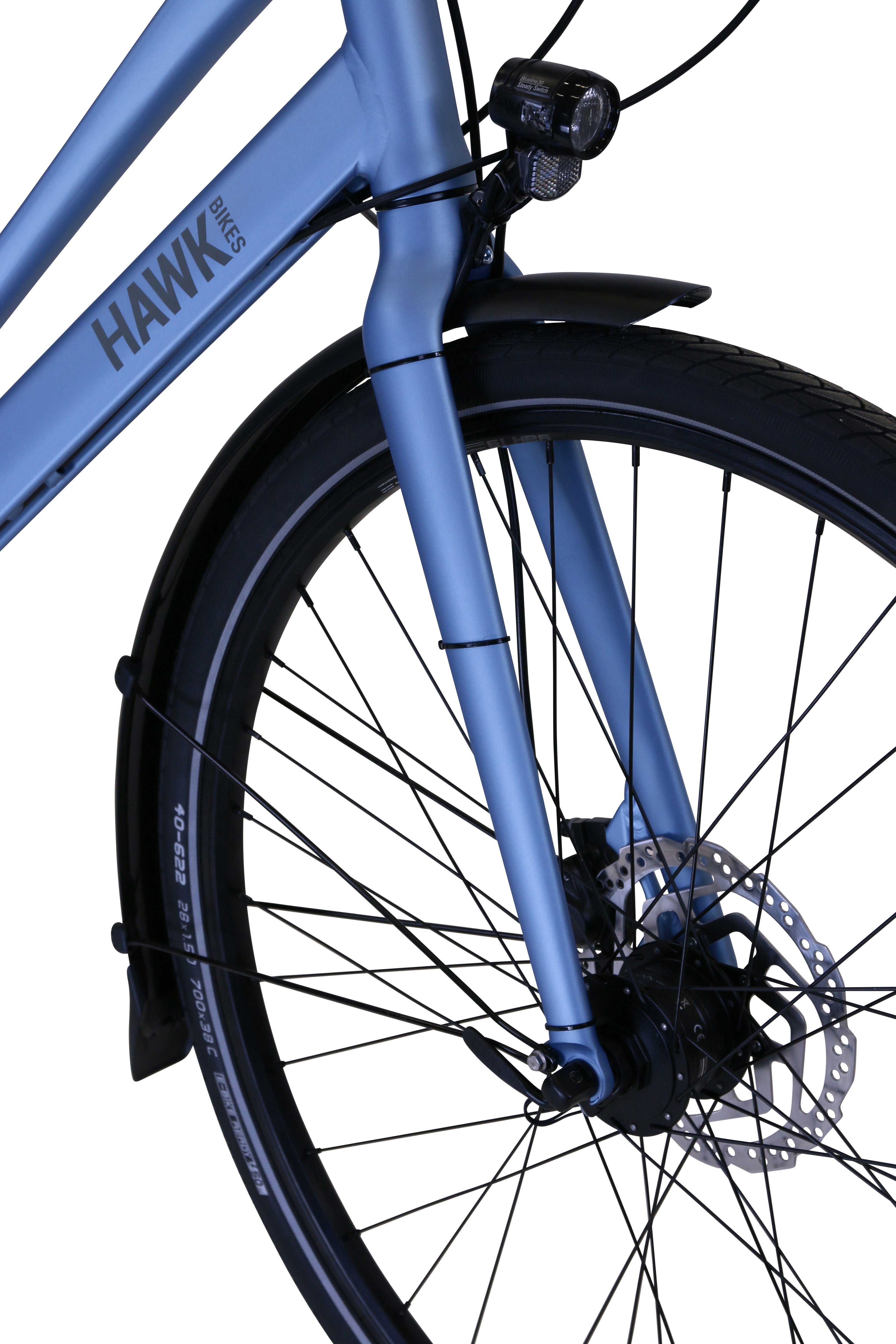 HAWK Bikes Trekkingrad HAWK Shimano Skye Trekking Gang Lady Deluxe Super 8 Nexus Schaltwerk blue