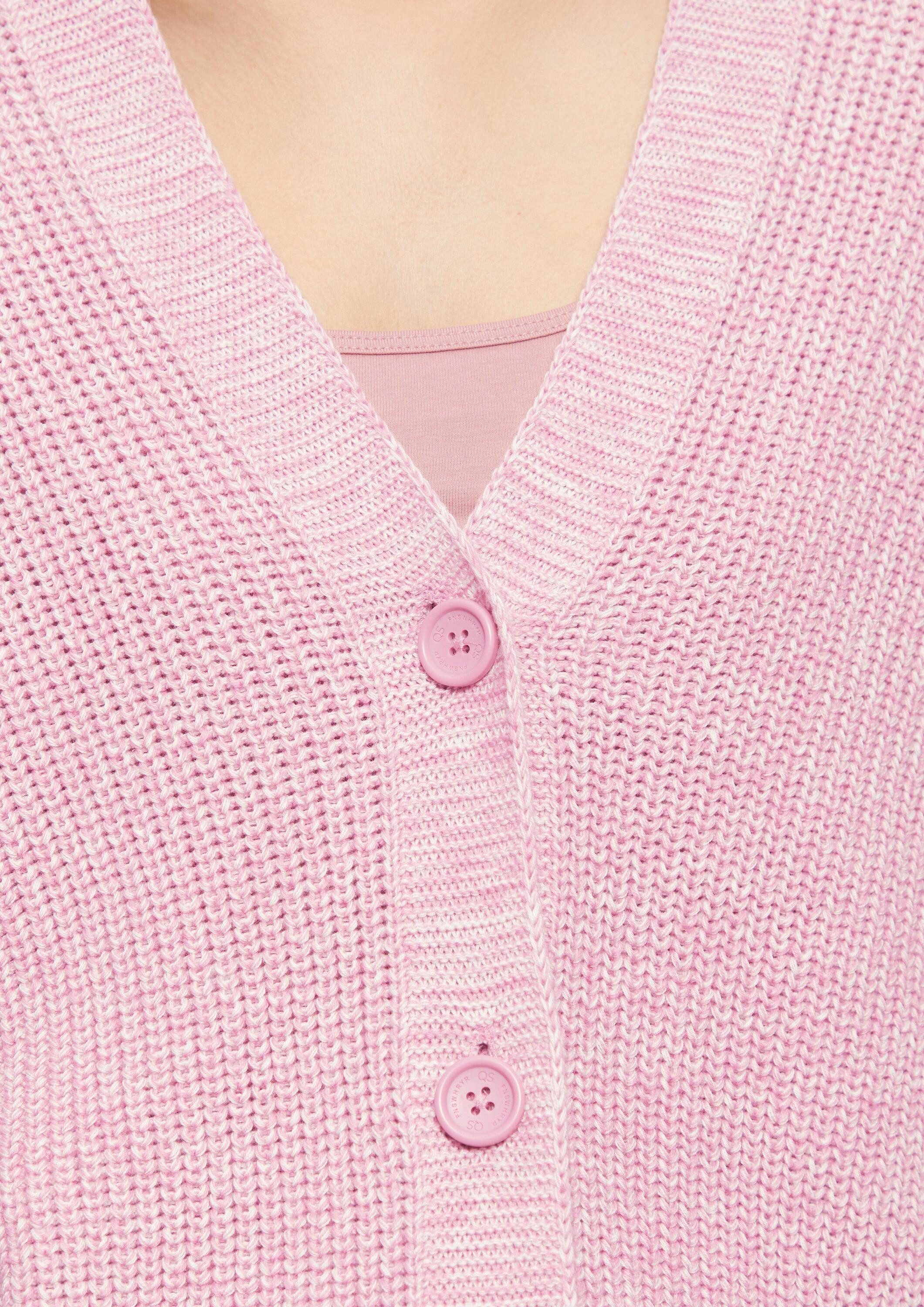QS Cardigan Strickjacke Kurze Strickjacke aus Baumwollmix mit Knöpfen