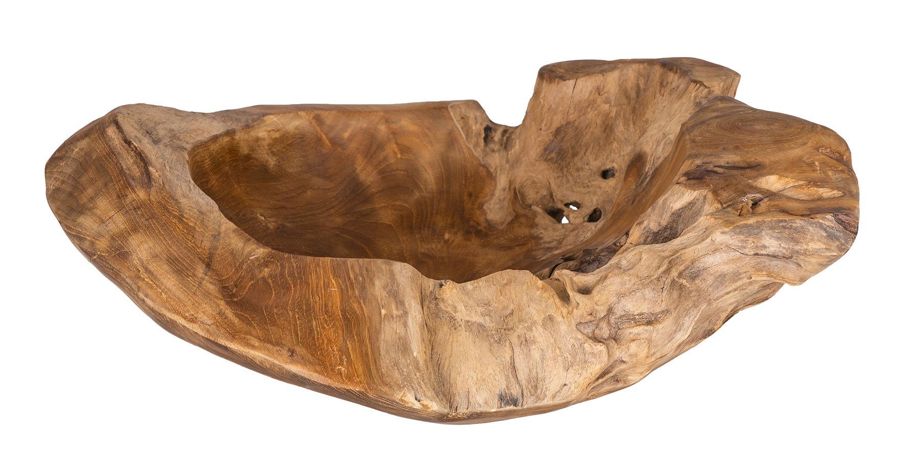 Levandeo® Dekoschale, Schüssel Schale Teakholz 50cm Teak Massiv Holz Obstschale Holzschale