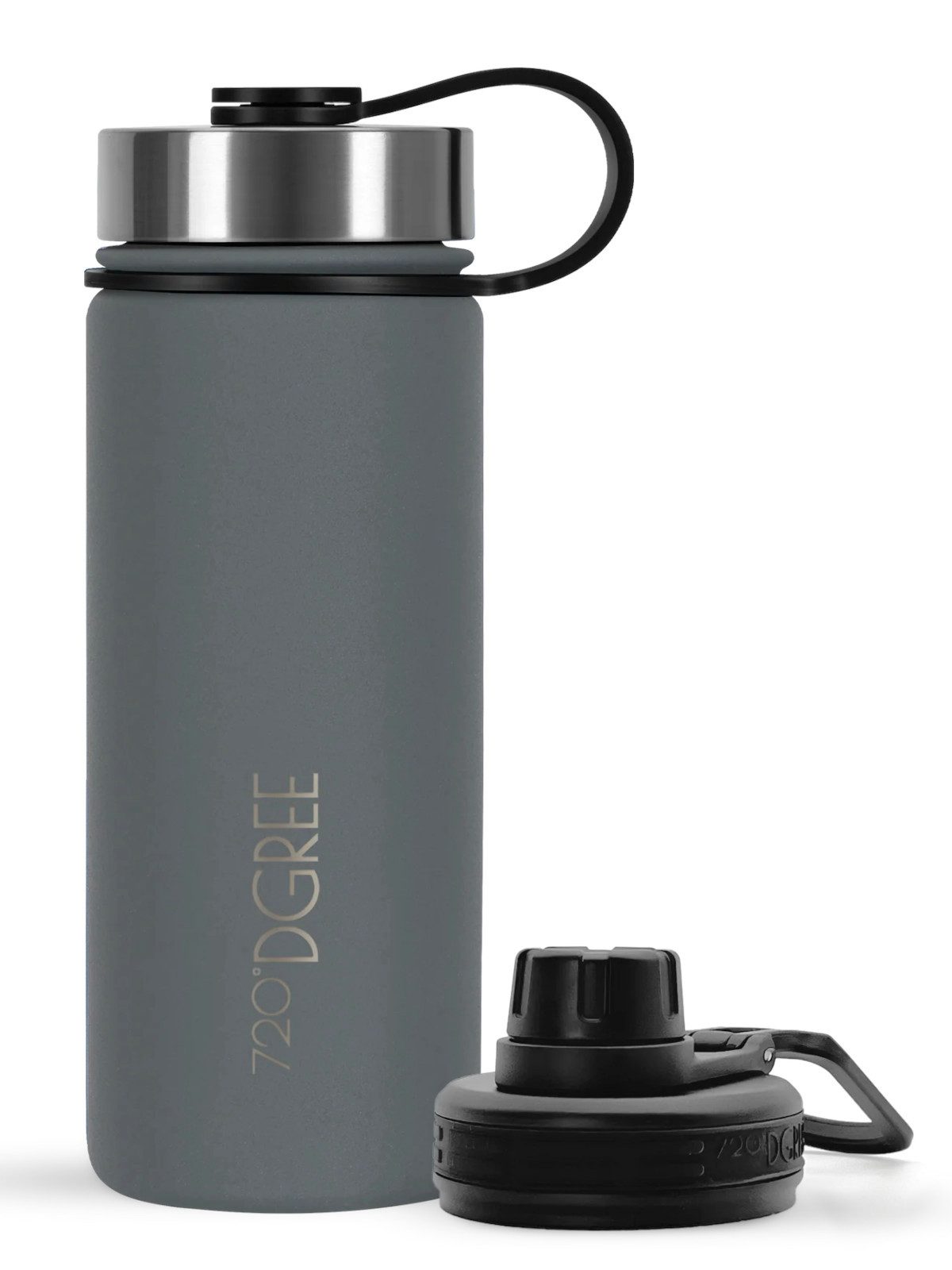 720°DGREE Trinkflasche Isolier Trinkflasche noLimit Edelstahl mit Sportdeckel stone gray 0,5l