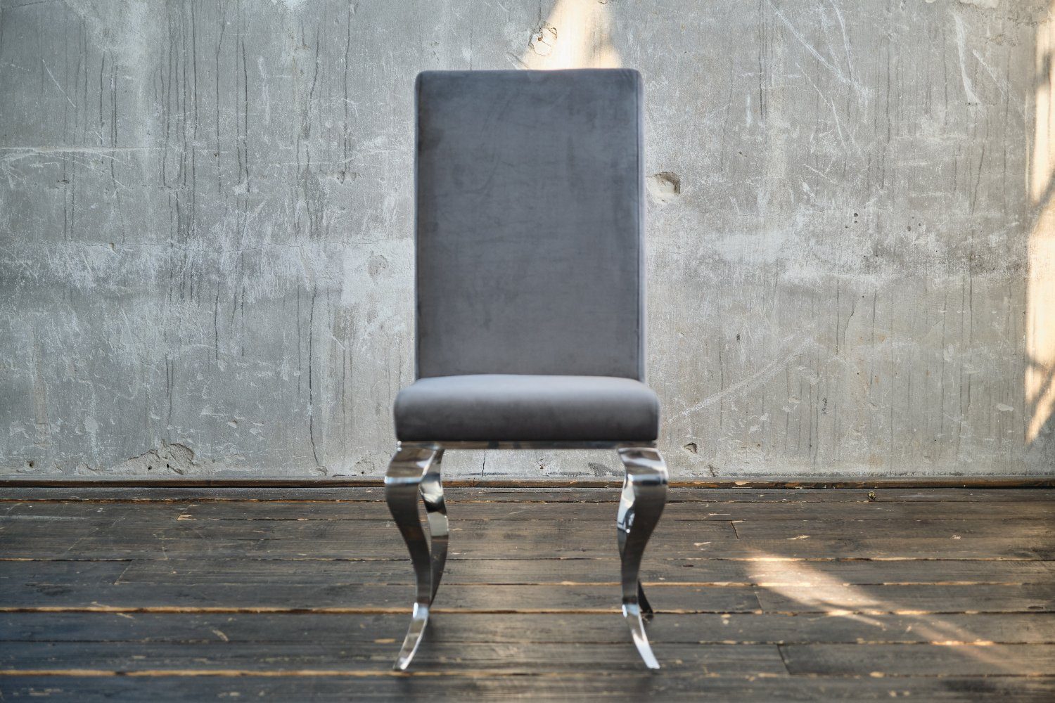 Stuhl Velvet LEIA, Farben Esszimmerstuhl grau KAWOLA Barock verschiedene
