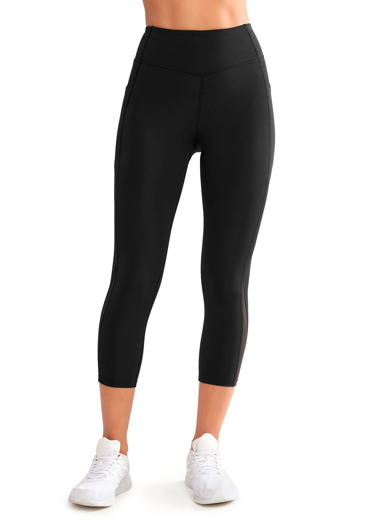 Yvette 3/4-Leggings Damen Capri Sporthose mit Taschen & Mesh Beine, E110611A21