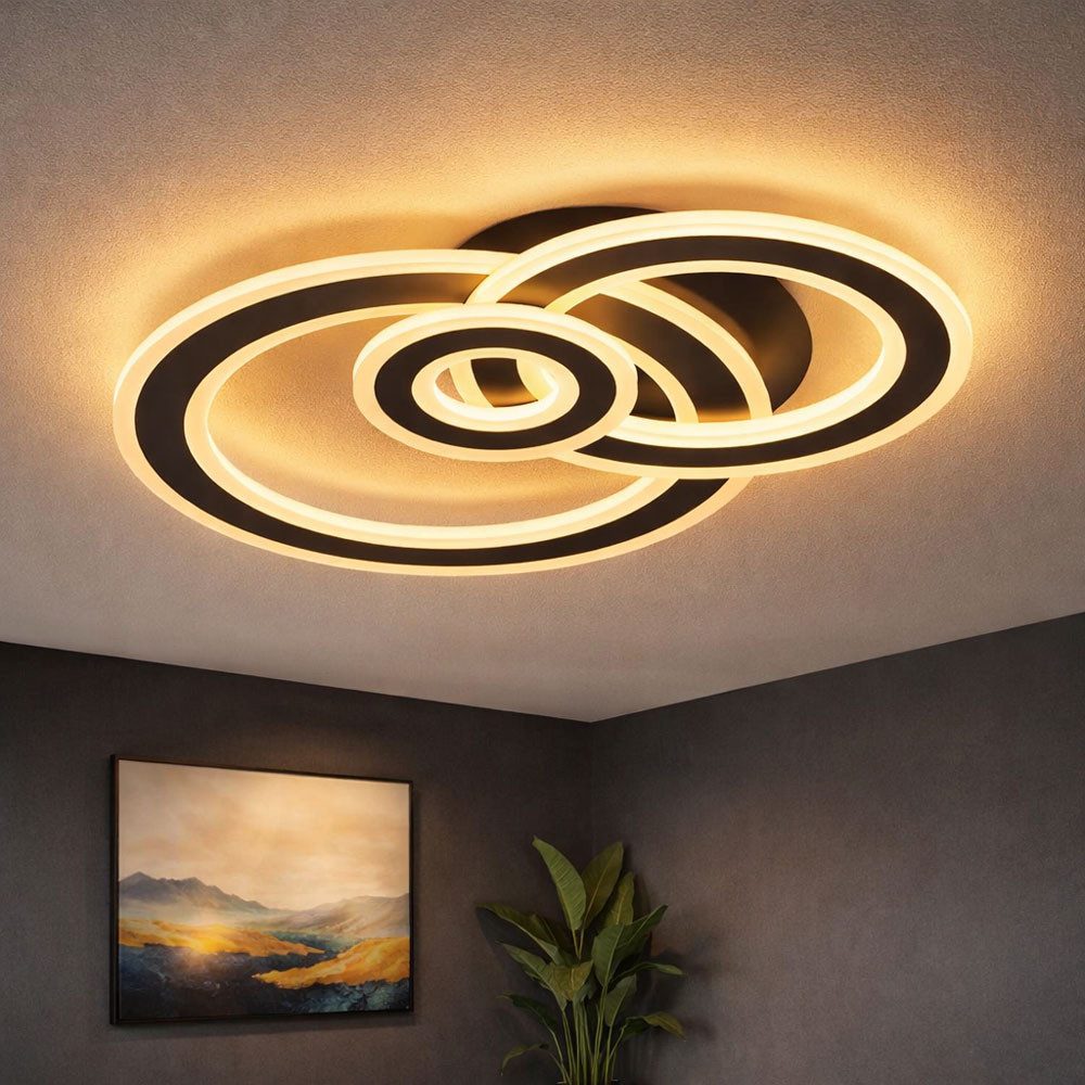 WOFI LED Deckenleuchte, LED-Leuchtmittel fest verbaut, Warmweiß, Deckenlampe dunkelgrau Deckenleuchte