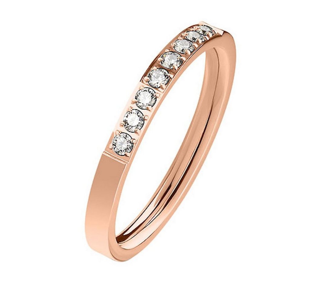 Taffstyle Fingerring Damen Verlobungsring Ehering mit Kristallen elegant filigran glänzend (Feiner Damenring mit funkelnden Kristallen in Roségold Gold oder Silber - Geschenkidee)