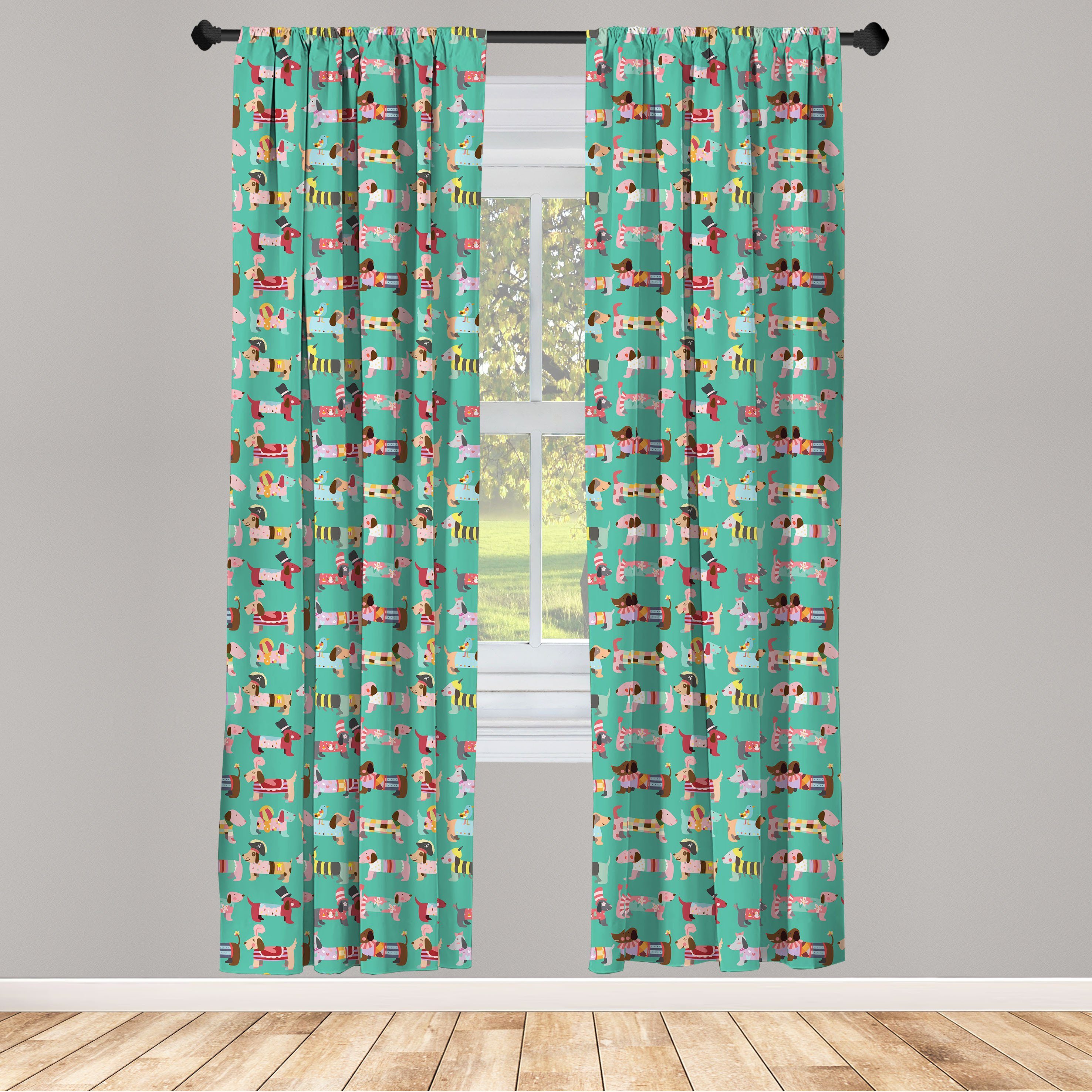 Großer Rabatt Gardine Vorhang für Wohnzimmer Schlafzimmer Kleid Microfaser, Zusammenfassung Abakuhaus, Hundeliebhaber Dekor