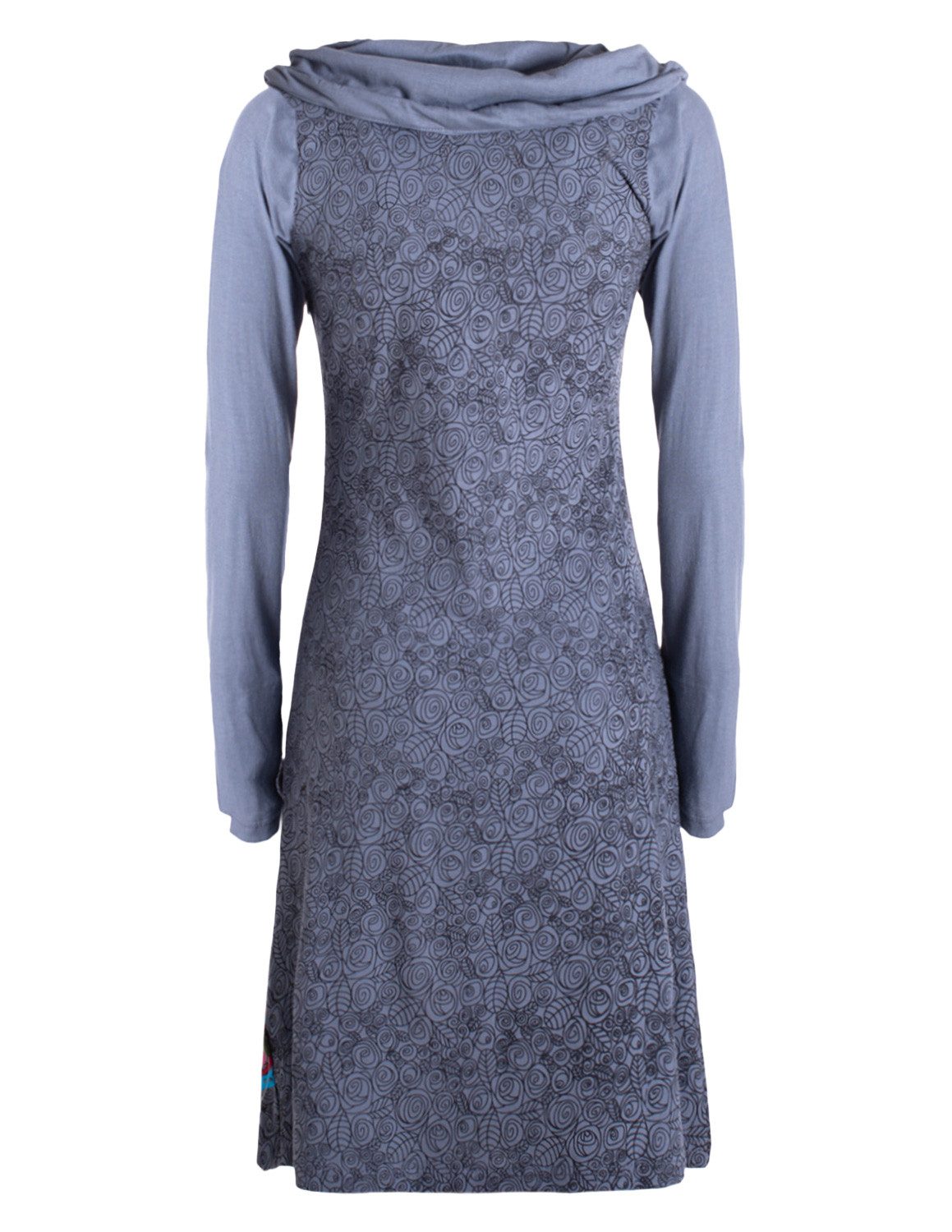 Vishes Tunikakleid Damen Mandala-Kleid Langarm-Shirtkleid Schal-Kragen günstig online kaufen