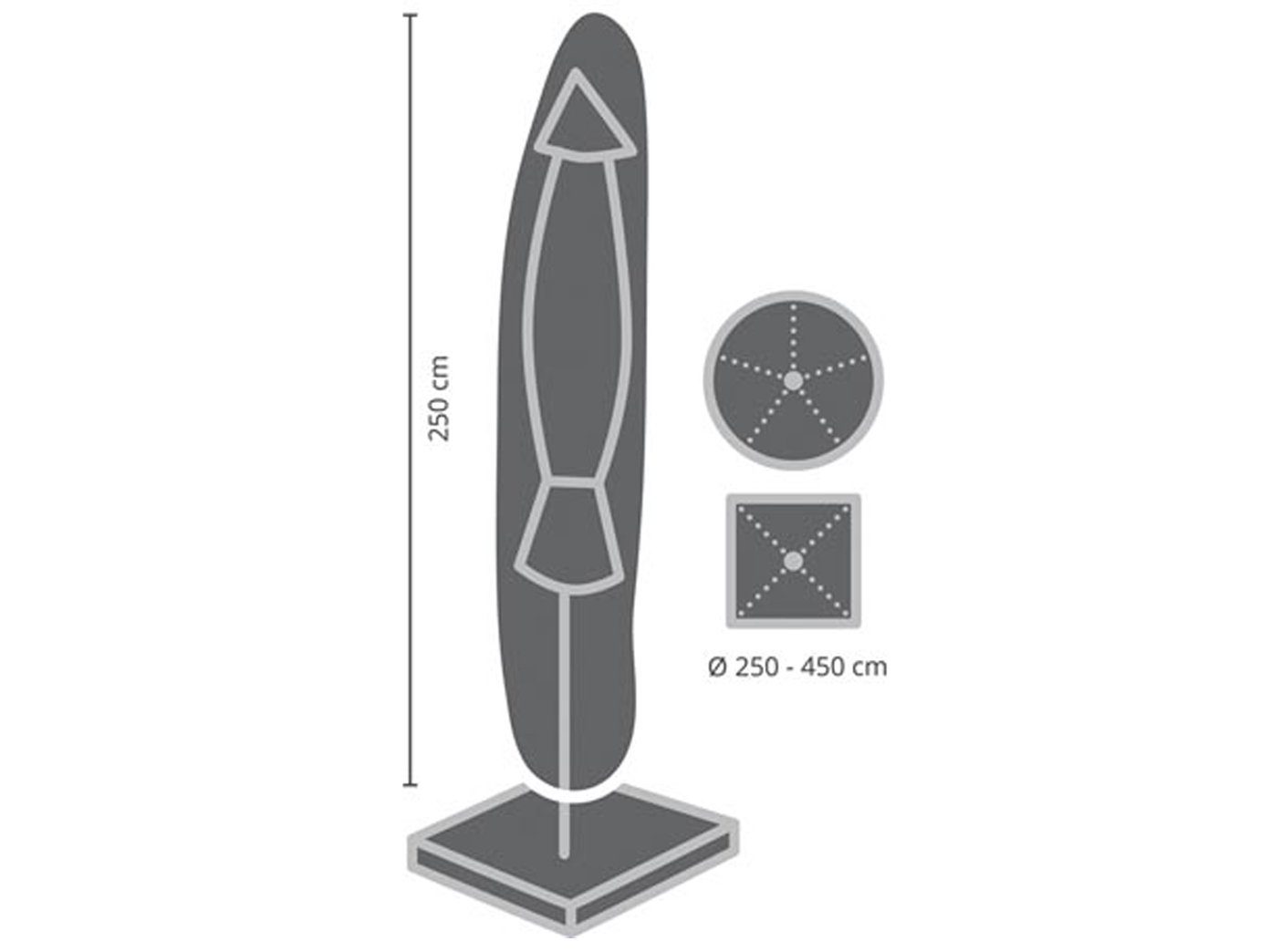 PEREL Sonnenschirm-Schutzhülle (1-St), Abdeckung für Garten-Schirm bis Ø 450cm Abdeck-Haube Gartenmöbel