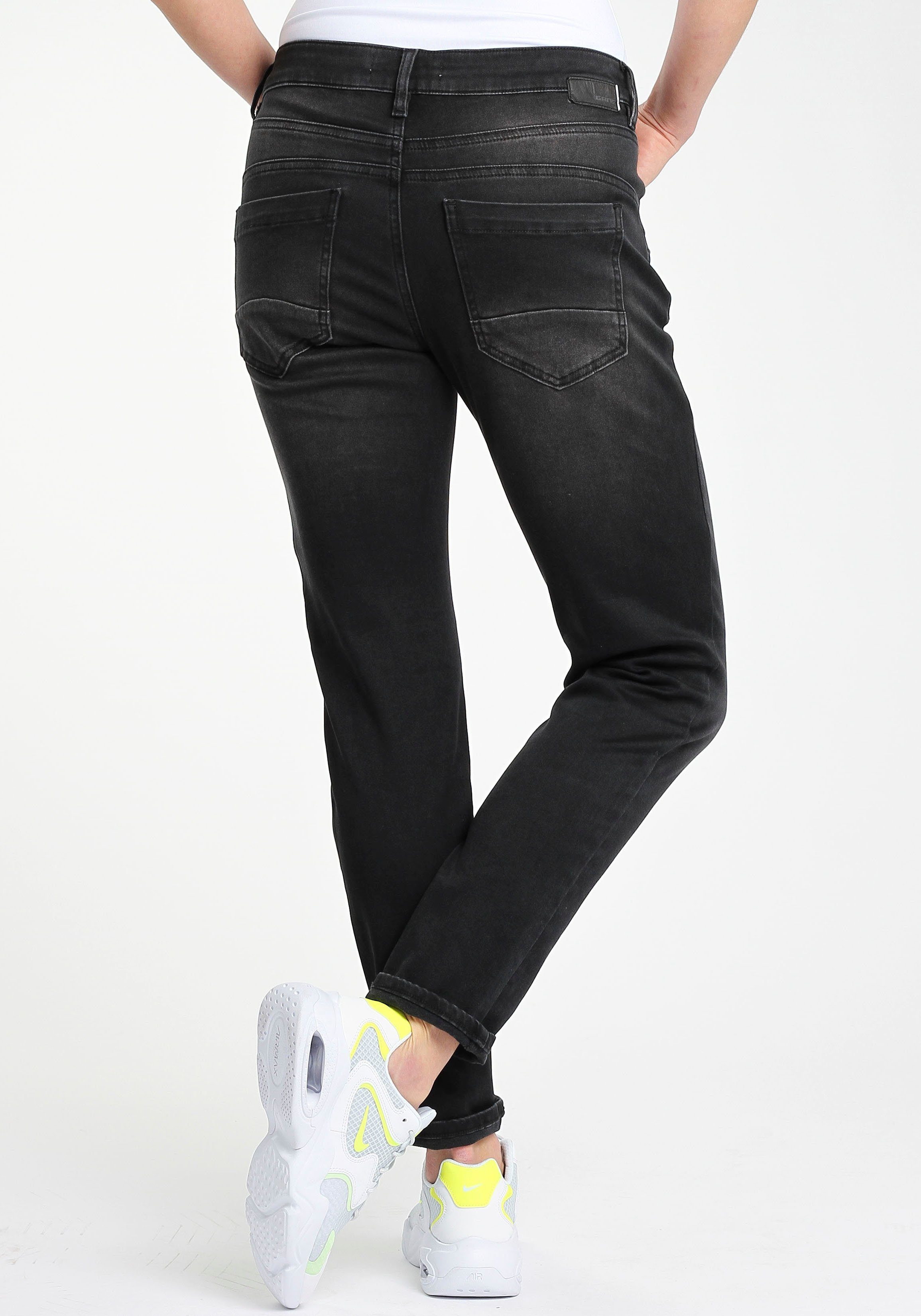 94JOLINE Pants Jogg used) JOGG dark passenden stone (black GANG Bindeband mit