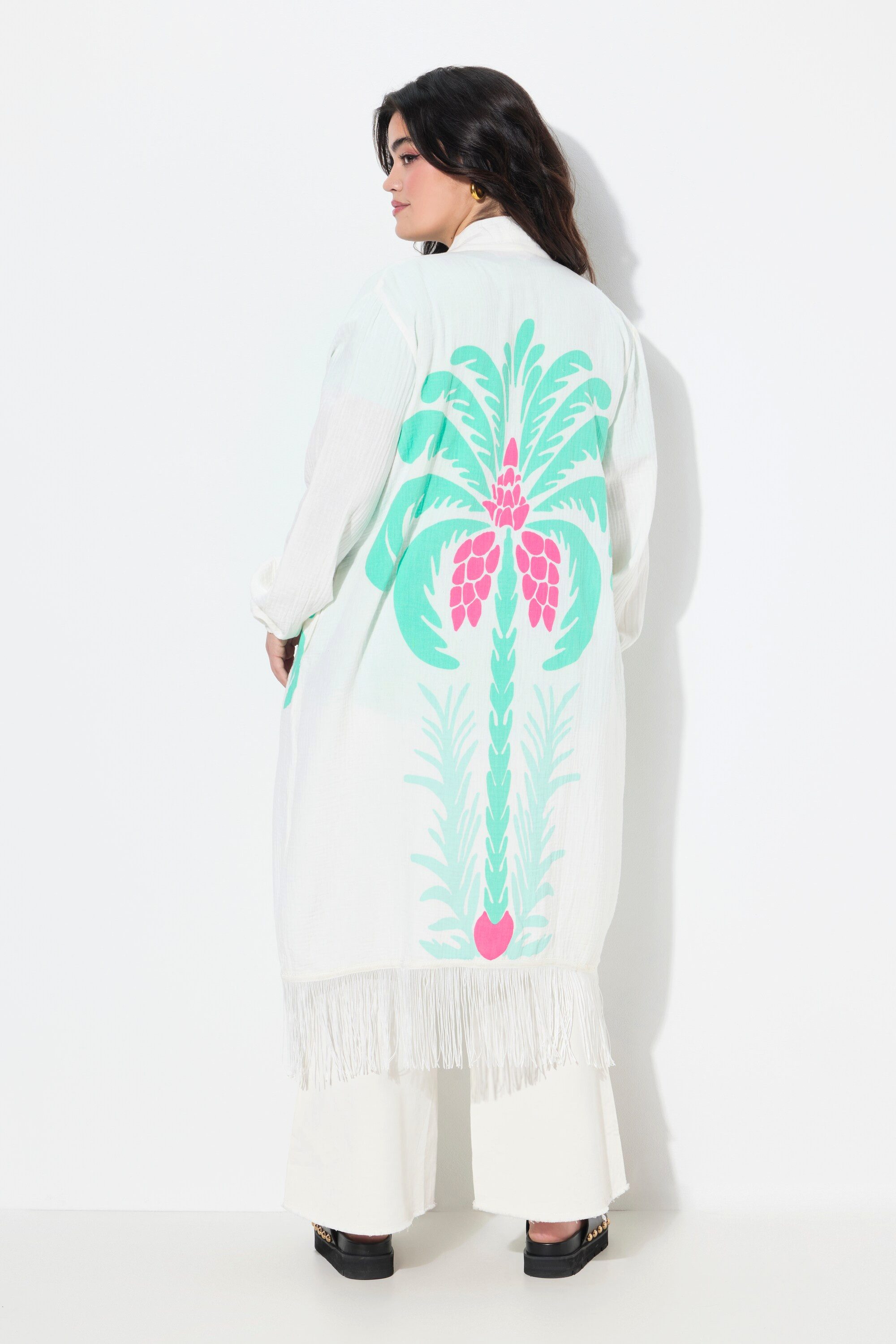 Angel of Style Sommerjacke Kimono Musselin Palmen-Print