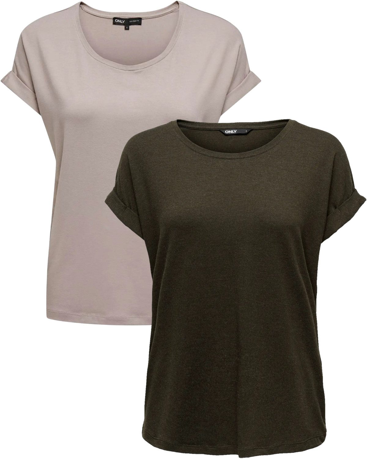 ONLY T-Shirt Stilvolles Basic Shirt mit Rundhalsausschnitt (2er-Pack) unifa günstig online kaufen