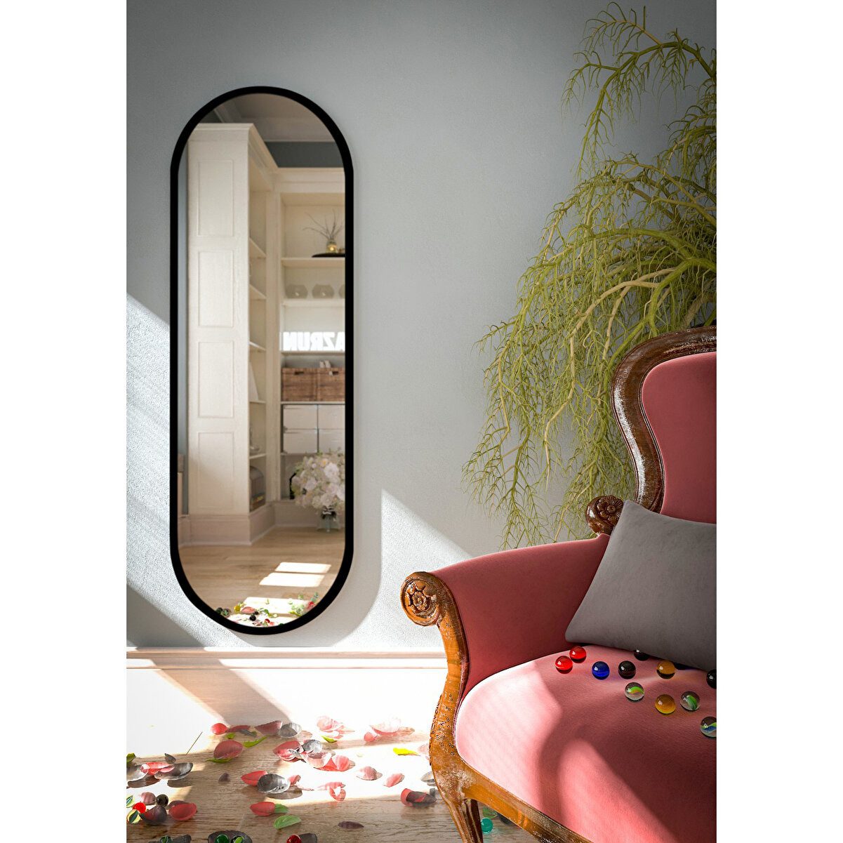 en.casa Spiegel (1-St), Ovales Design, wandmontierbar 91421440