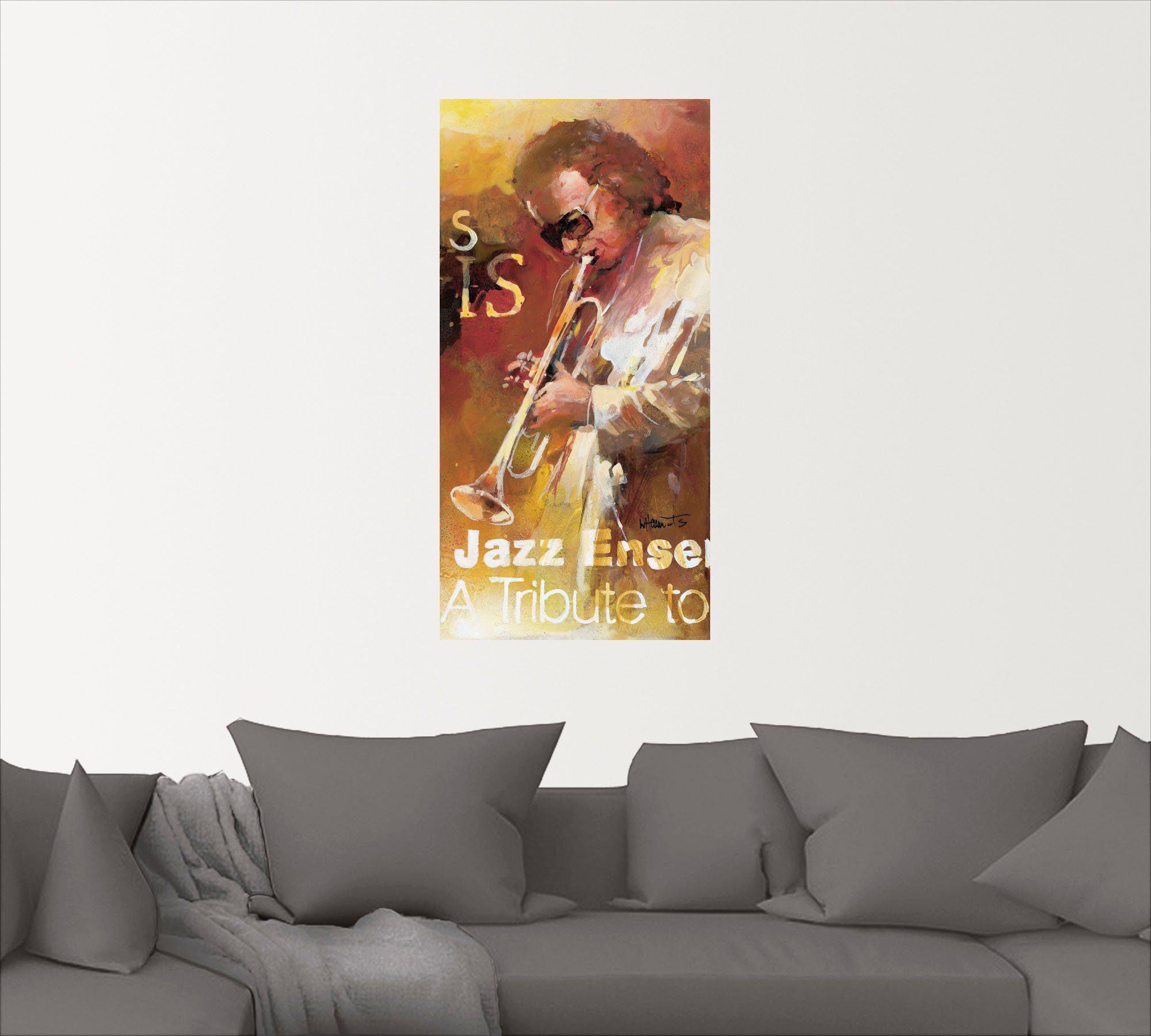 versch. Größen Jazz Leinwandbild, in Wandbild oder St), Ensemble, (1 Artland Poster als Musiker Wandaufkleber