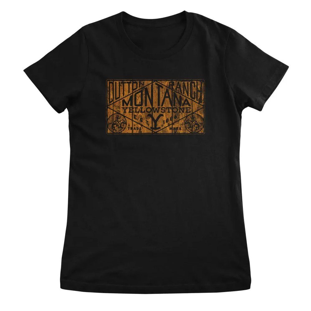 yellowstone T-Shirt Dutton Ranch Wood Sign Girly Tee