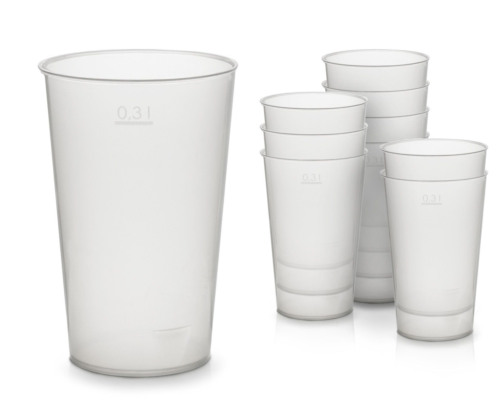 Becher 529x Mehrwegbecher 300ml, Plastikbecher aus bruchsicherem Plastik