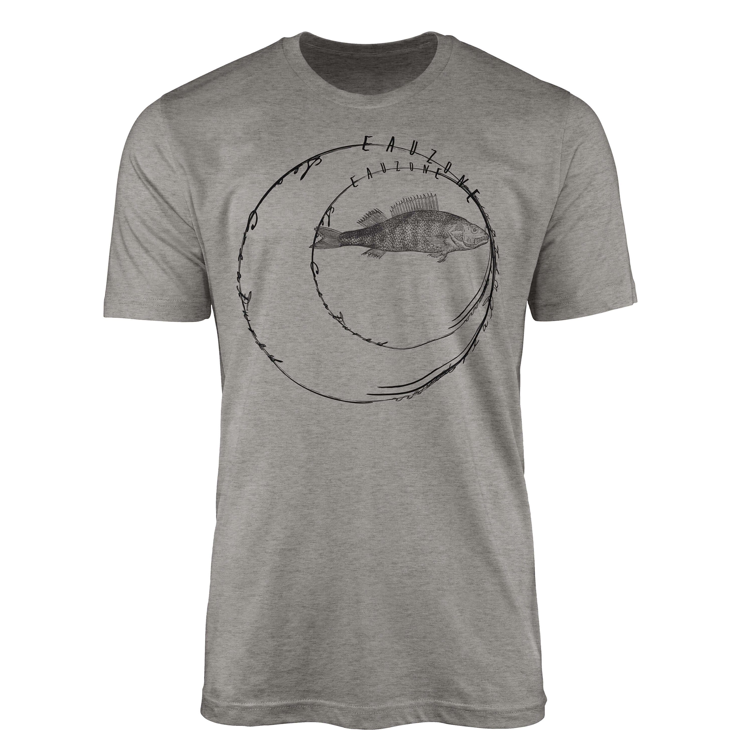 Sinus Art T-Shirt T-Shirt Tiefsee Fische - Serie: Sea Creatures, feine Struktur und sportlicher Schnitt / Sea 076 Ash