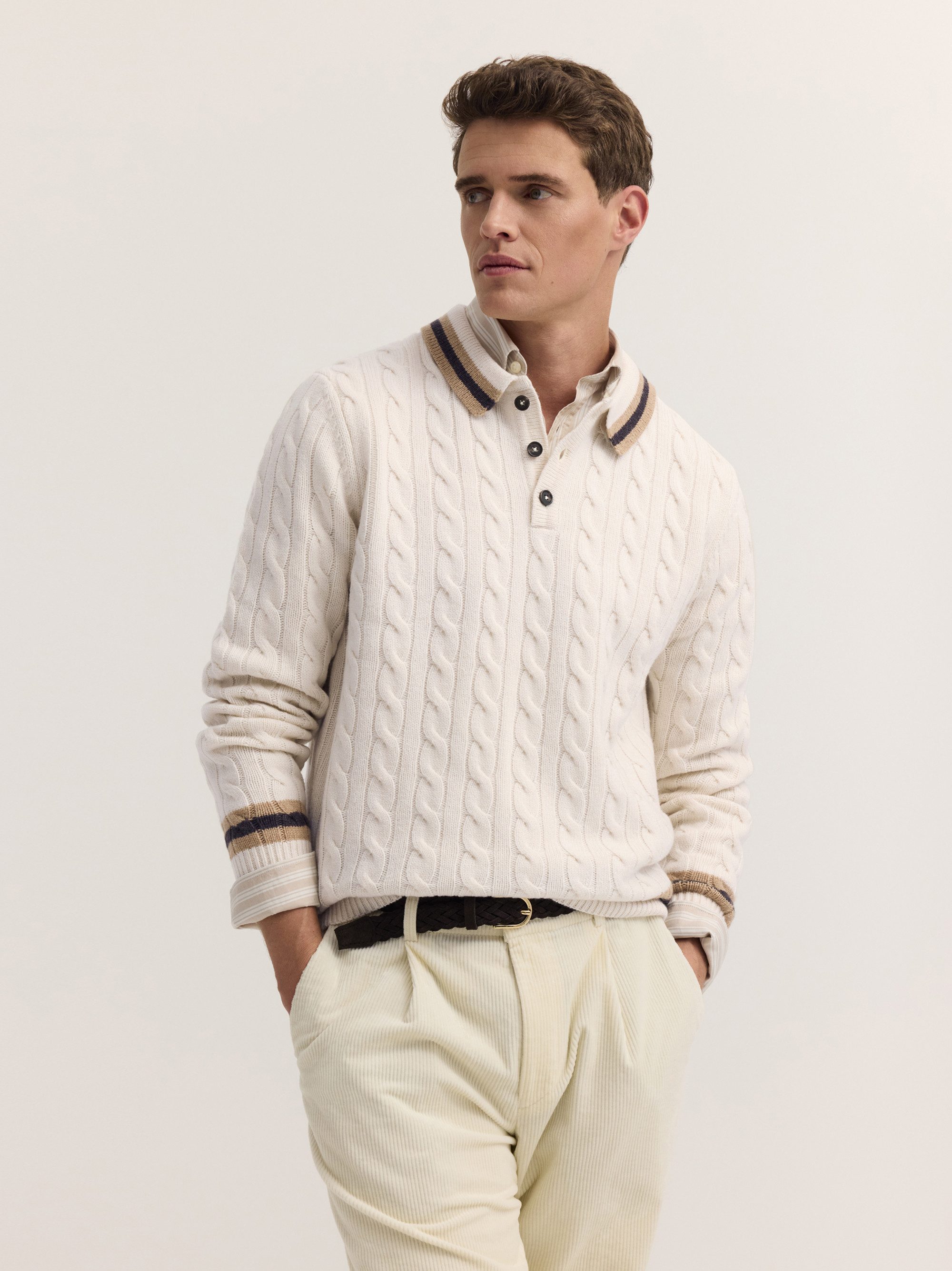 bugatti Poloshirt Regular Fit Regular Fit Wollmix Zopfmuster