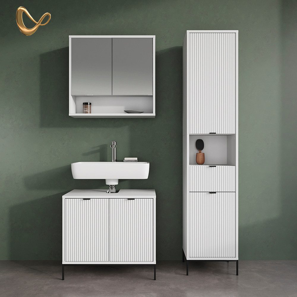 Livinity® Hochschrank ATERNO, Weiß, 40 x 190 cm mit Türen, und Schublade günstig online kaufen