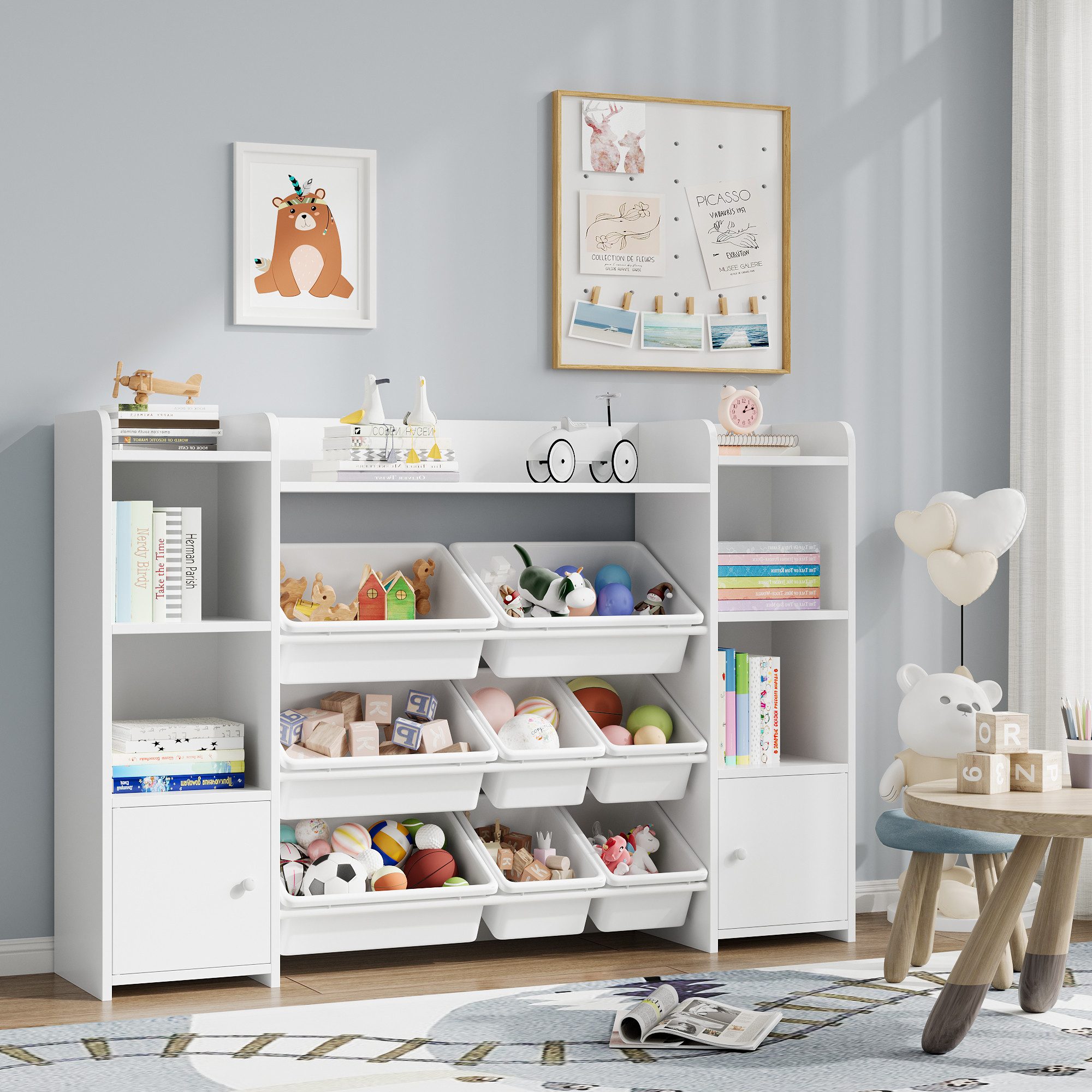 Homfa Spielzeugtruhe, Kinderregal Bücherregal Spiegelregal mit günstig online kaufen