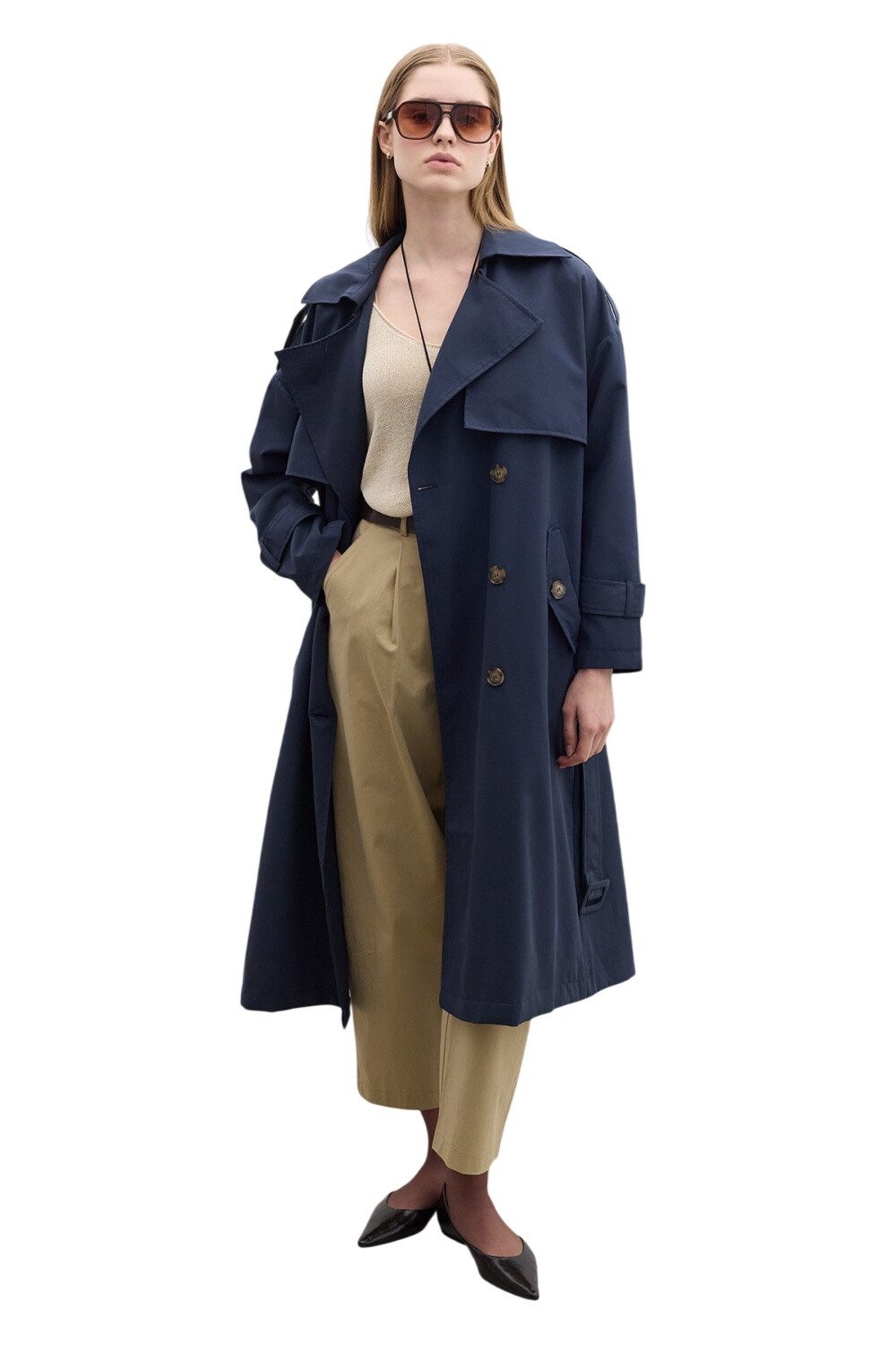 MANUKA Trenchcoat Knopftrenchcoat in Schwarz