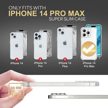 Nalia Handykette Apple iPhone 14 Pro Max, Klare Hybrid Hülle mit Kette / Schutzhülle zum Umhängen / Handyband