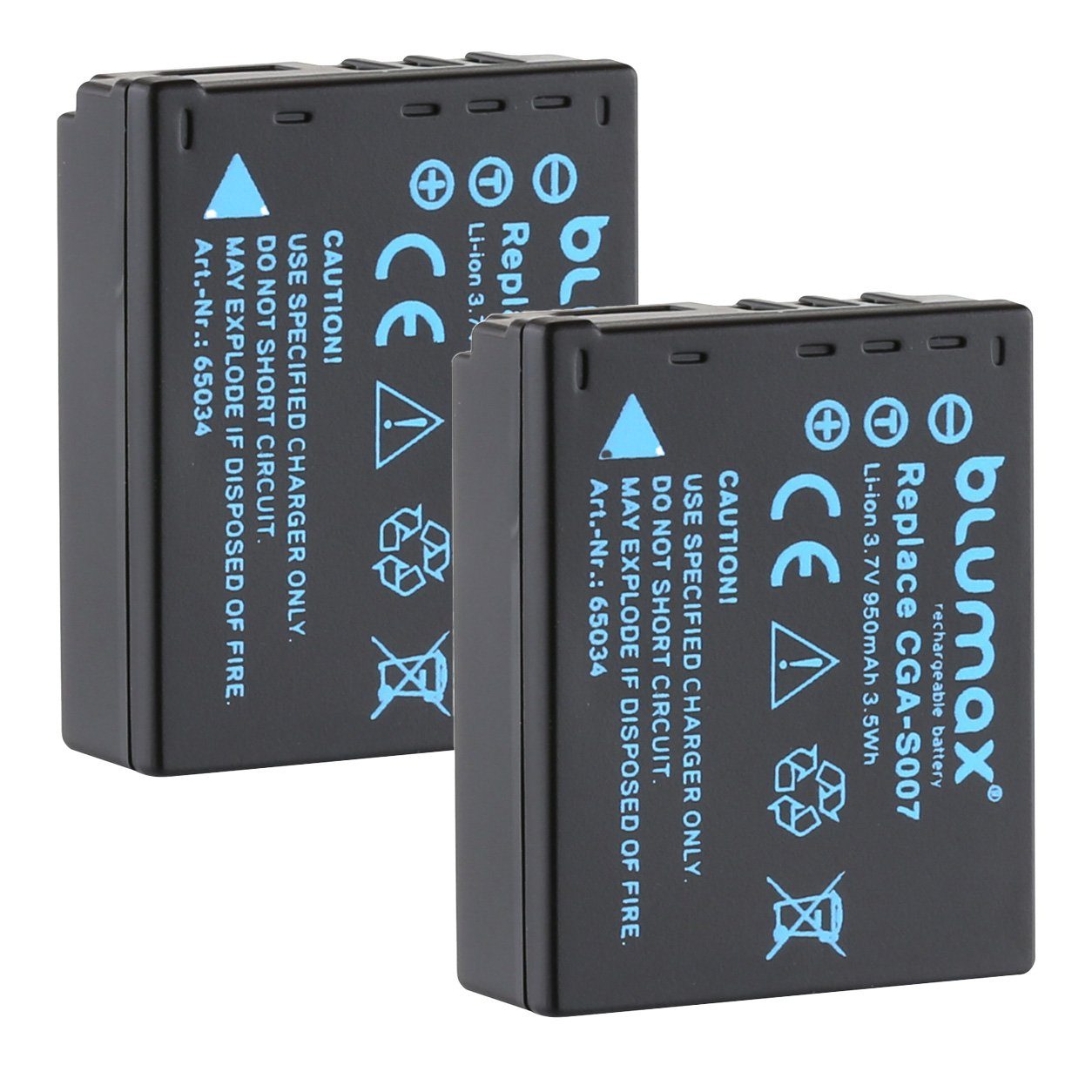 Blumax 2x CGR-S007 CGR-S007E/1B CGR-S007E/1B 950 mAh Kamera-Akku