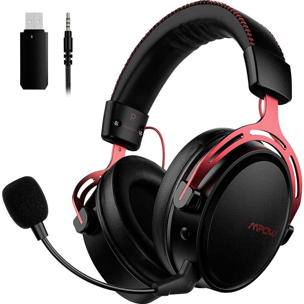 MiPow Mpow Air I Wireless Gaming Headset -Double Kopfhörer  (Mikrofon-Stummschaltung, Lautstärkeregelung), Hochwertige Sprachqualität  und Isolation von Hintergrundgeräuschen