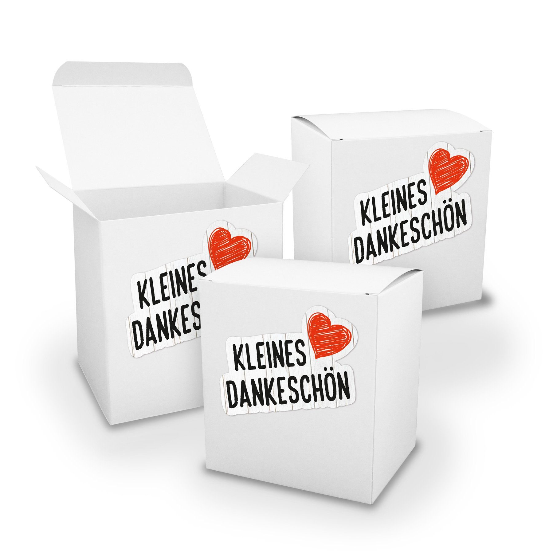 itenga Geschenkbox itenga Geschenkverpackung Set 3x XL Würfel weiß + Sticker kleines Dank