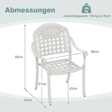 KOMFOTTEU Gartenstuhl Balkonstuhl (2er Set), aus Aluminiumguss bis 165kg belastbar