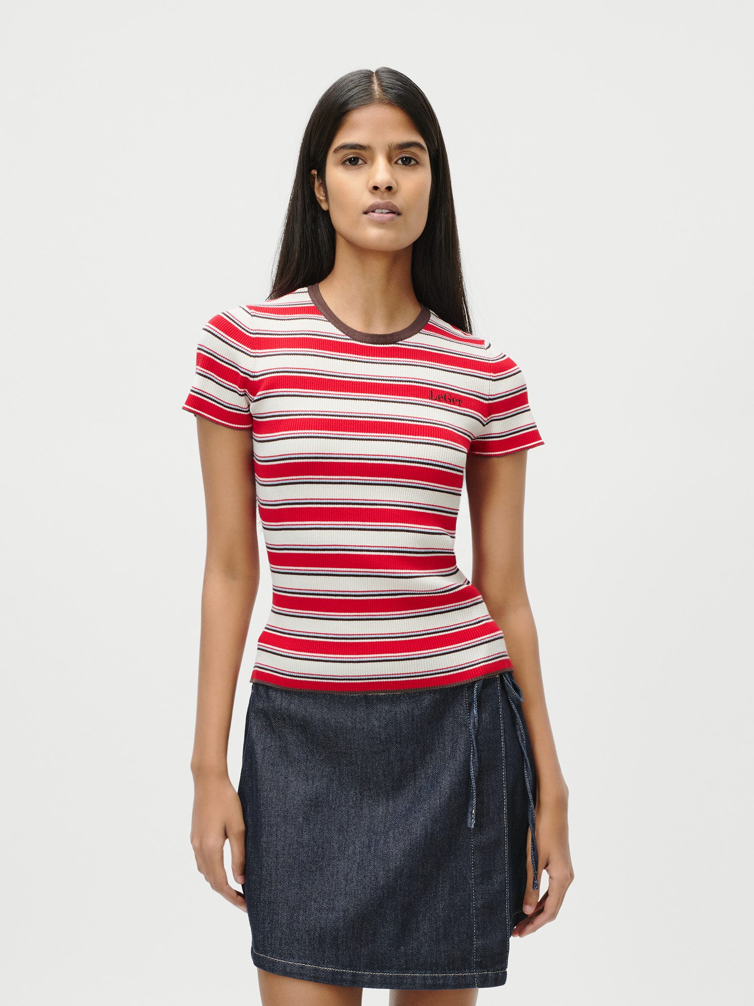 LeGer T-Shirt Danielle, LeGer by Lena Gercke schmale Passform, mehrfarbig geringelt