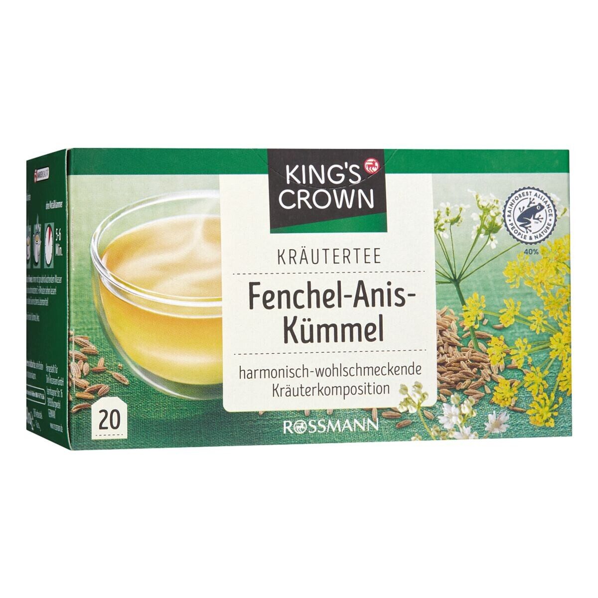 KING'S CROWN Tee Fenchel-Anis-Kümmel, 20 Teebeutel, Kräutertee