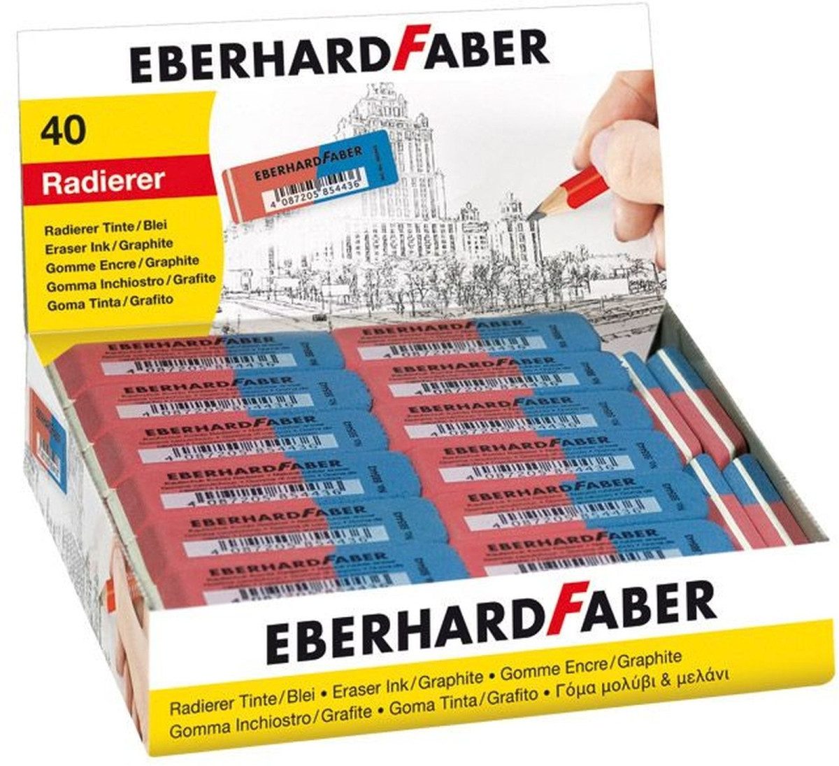 Eberhard Faber Radiergummi Radiergummi Kautschuk 19x8x50mm rot/blau