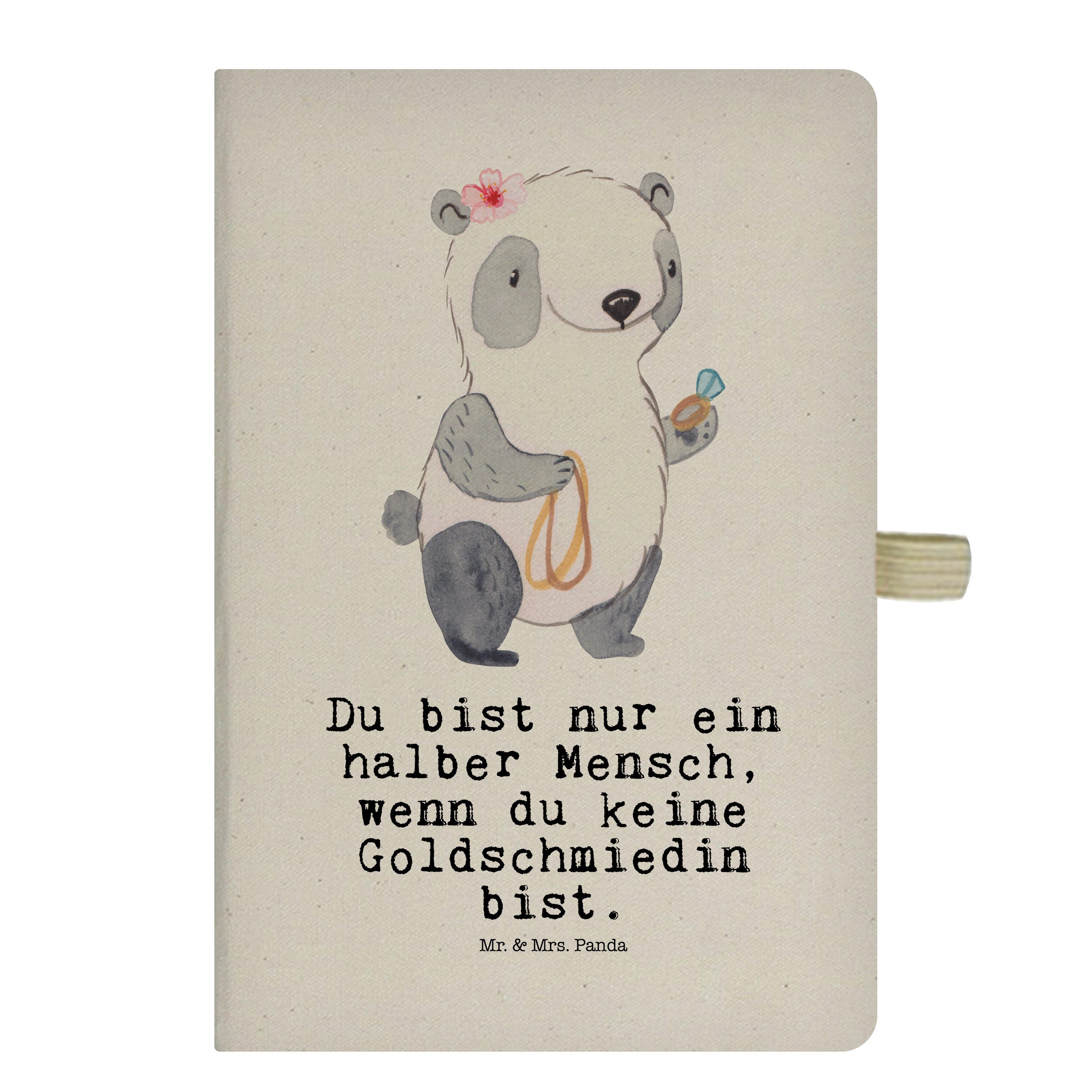 & Transparent Mrs. - Eröffn Geschenk, - Notizbuch Eintragebuch, Herz & Panda Mr. Panda mit Goldschmiedin Mrs. Mr.