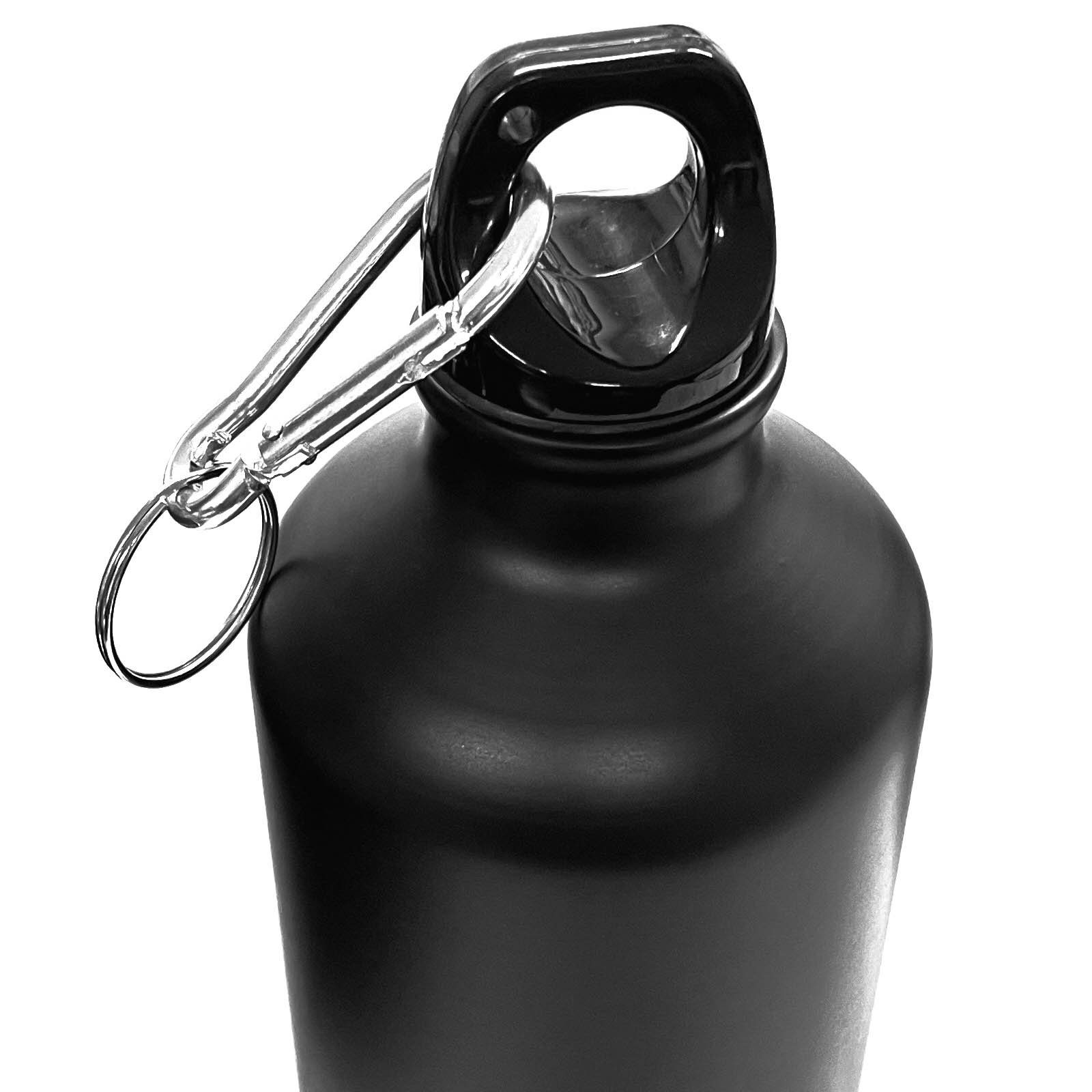 Alu Trinkflasche mit Sportflasche HAC24 Karabiner Wasserflasche Aluminium Matt 750 Aluflasche, Fahrradflasche Schwarz ml