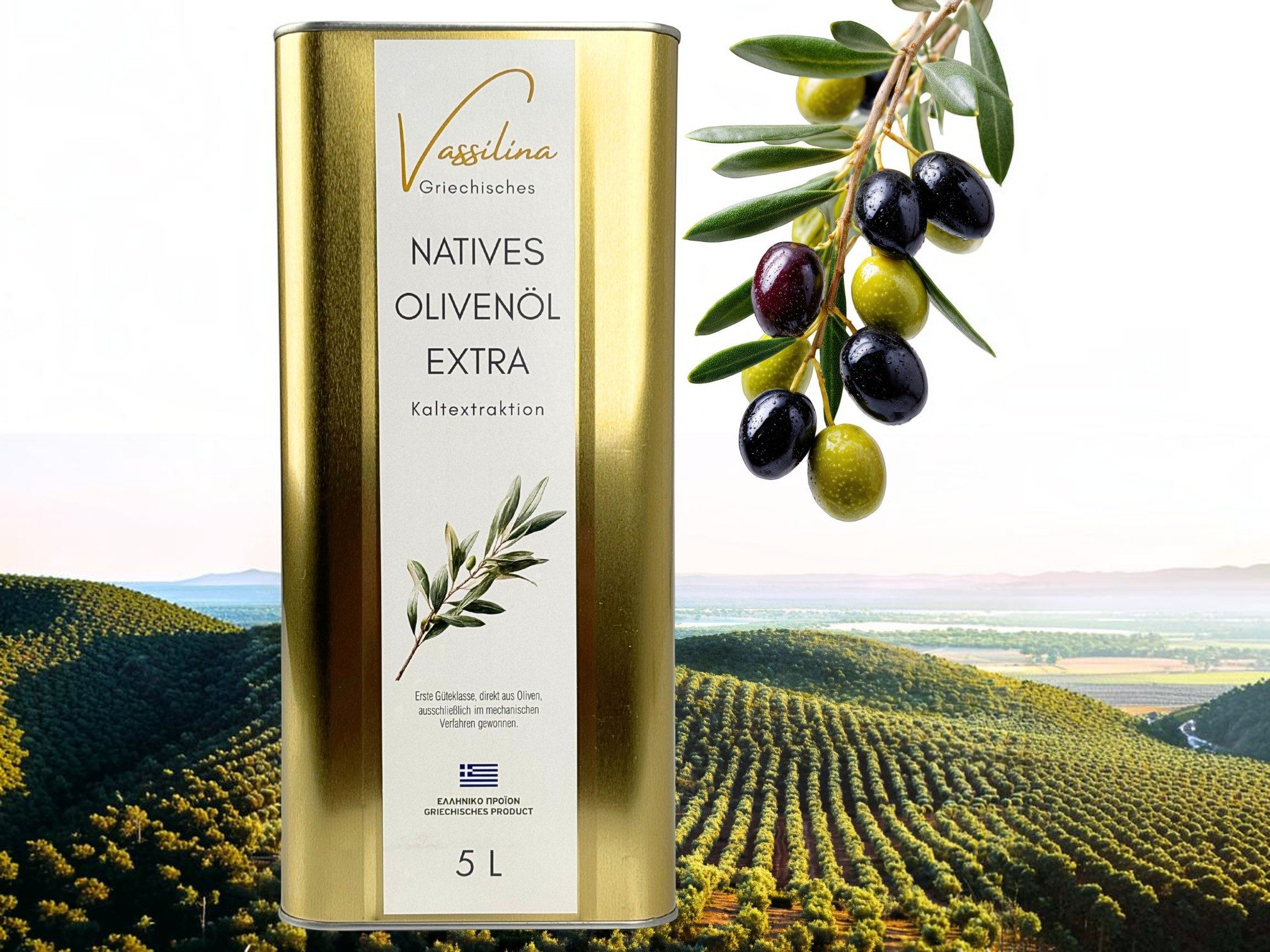 Vassilina Speiseöl Extra natives Olivenöl 5L aus Griechenland, Kaltextraktion · Koroneiki-Oliven · Aus traditionellem Familienbetrieb – Bild 2 von 5