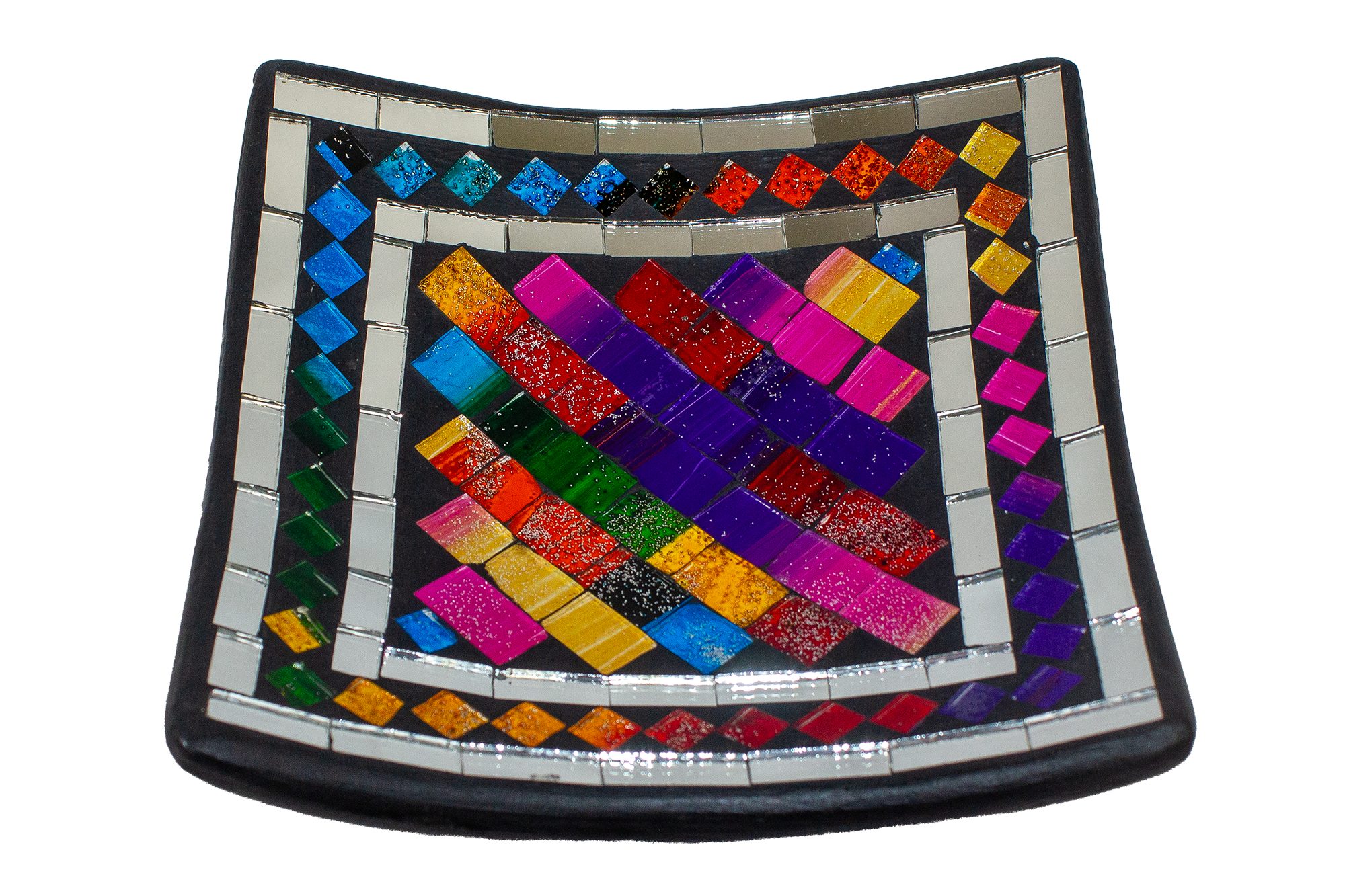 WORU Dekoschale Quadratische Mosaikschale – handgefertigt, 16 cm, fünf Farben