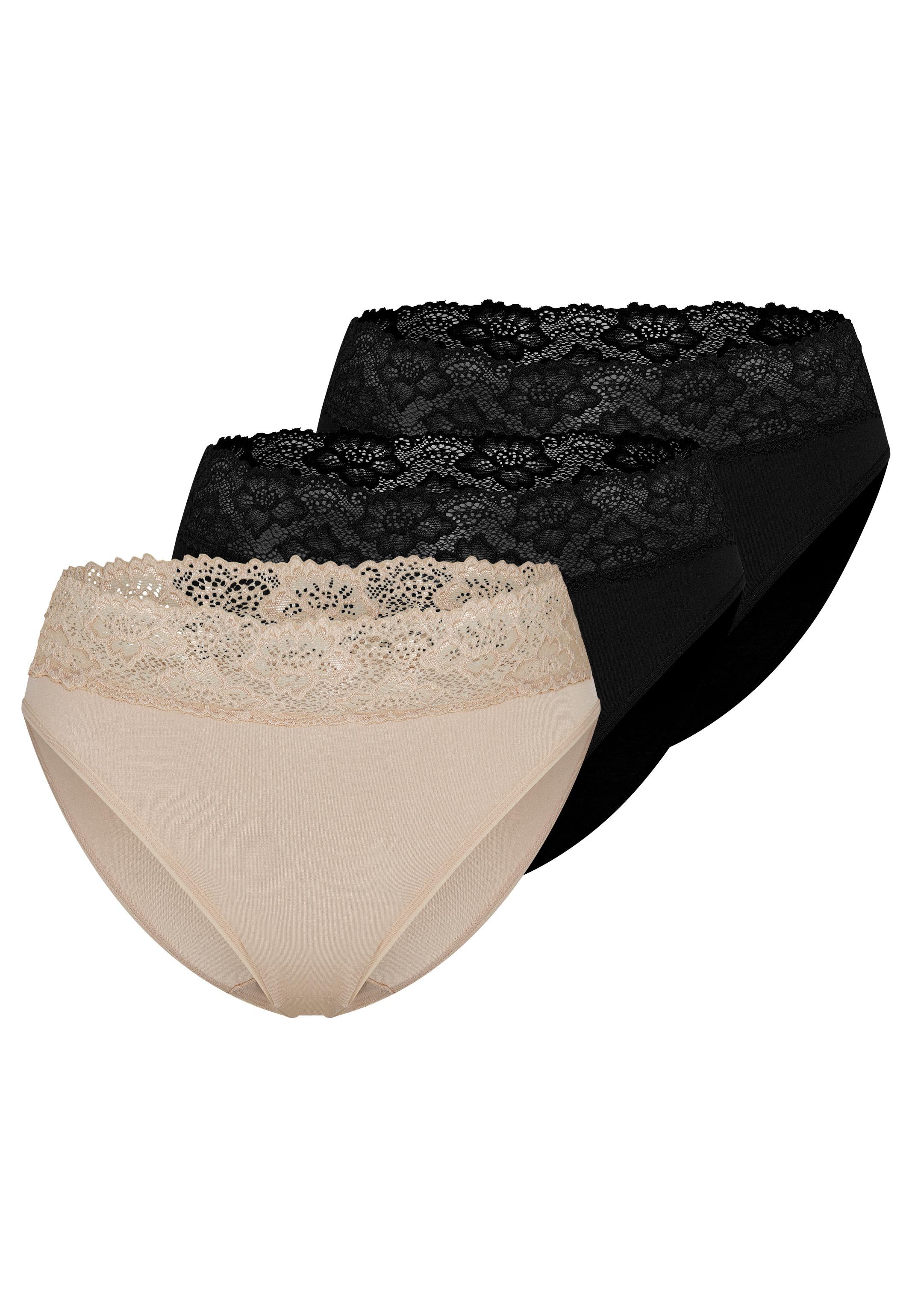 Nina Von C. Jazz-Pants Slips 3er Pack Slipboutique (Spar-Set, 3-St) Jazz Pants - Blickdicht - Mit breitem Spitzenbund