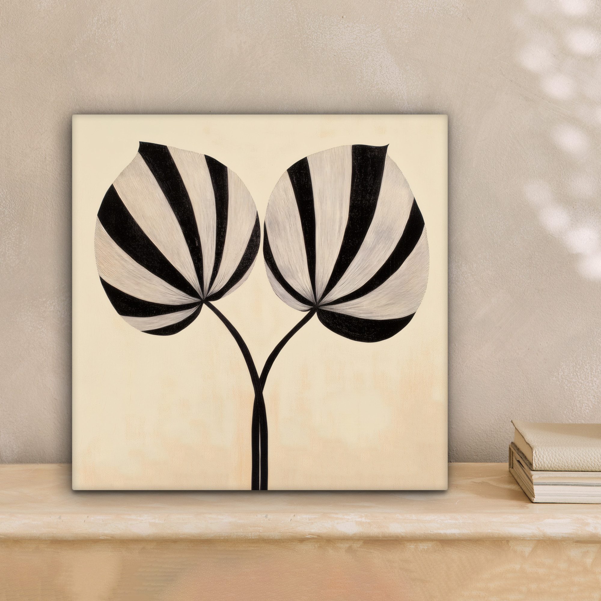 OneMillionCanvasses® Leinwandbild Blätter - Gestreift - Stängel - Beige, Fo günstig online kaufen