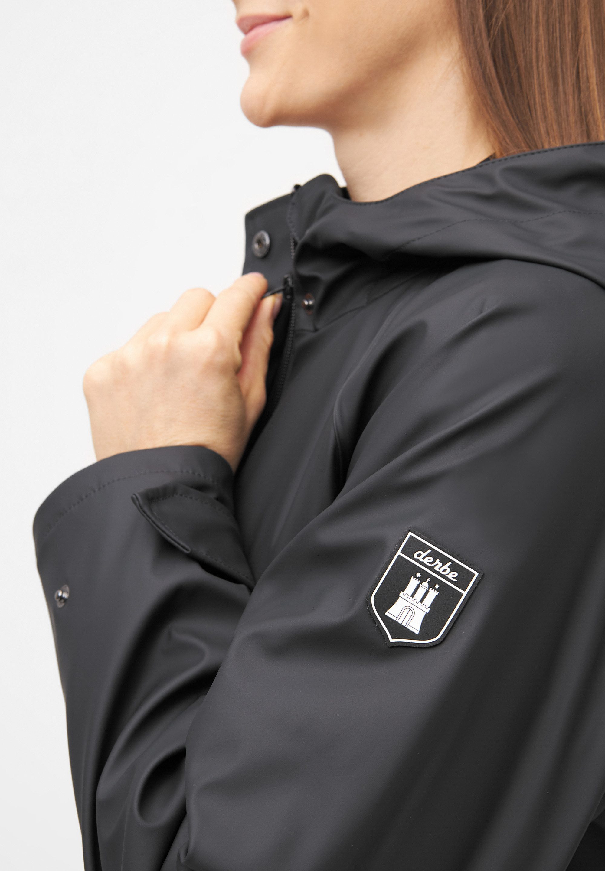 Derbe Regenmantel Traveby_plain wasserabweisend, winddicht, Kapuze