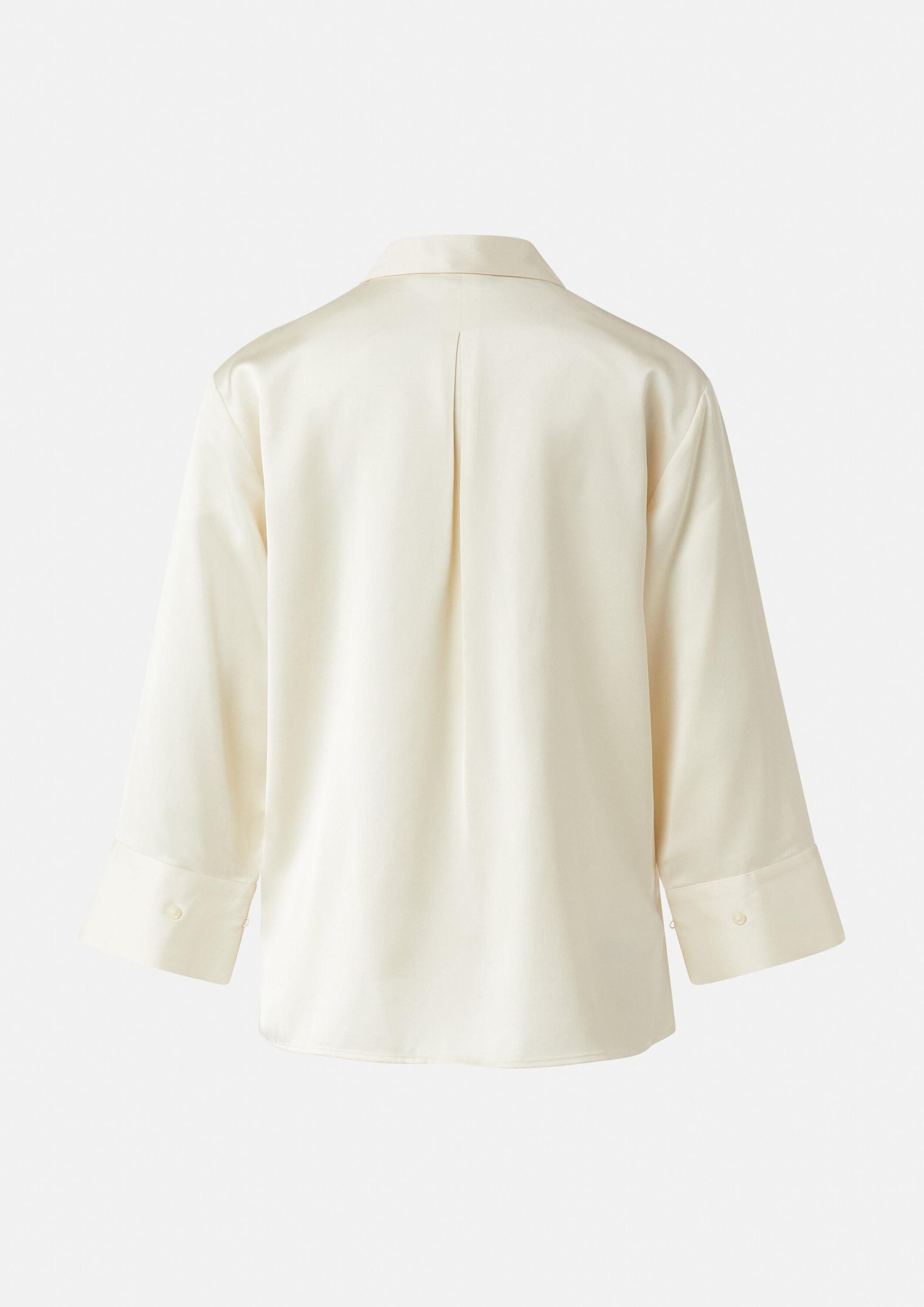 comma Langarmbluse Bluse Satinbluse aus Viskose mit verstellbarer Manschette