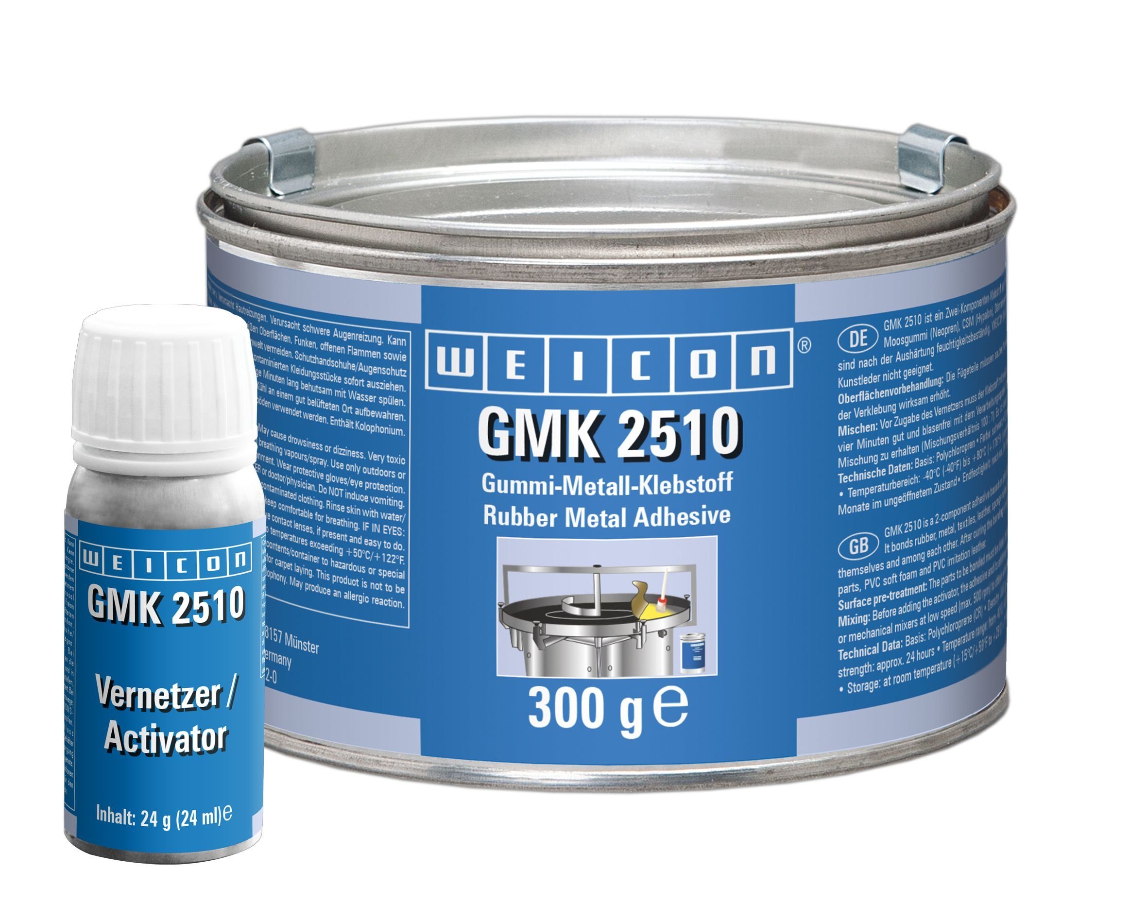 WEICON 2-Komponentenkleber GMK 2510 Kontaktklebstoff, extra starker 2K Gummi -Metall-Kleber, (Packung), kann dauerhaft dynamischen Belastungen  ausgesetzt werden