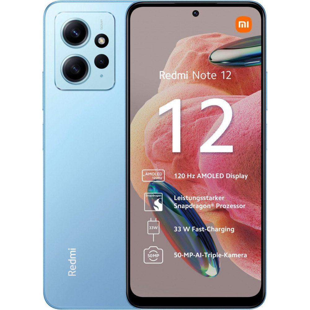 Xiaomi Xiaomi Redmi Note 12 Smartphone mit 4GB RAM und 128GB Speicher Smartphone (6.67 Zoll, Blau)
