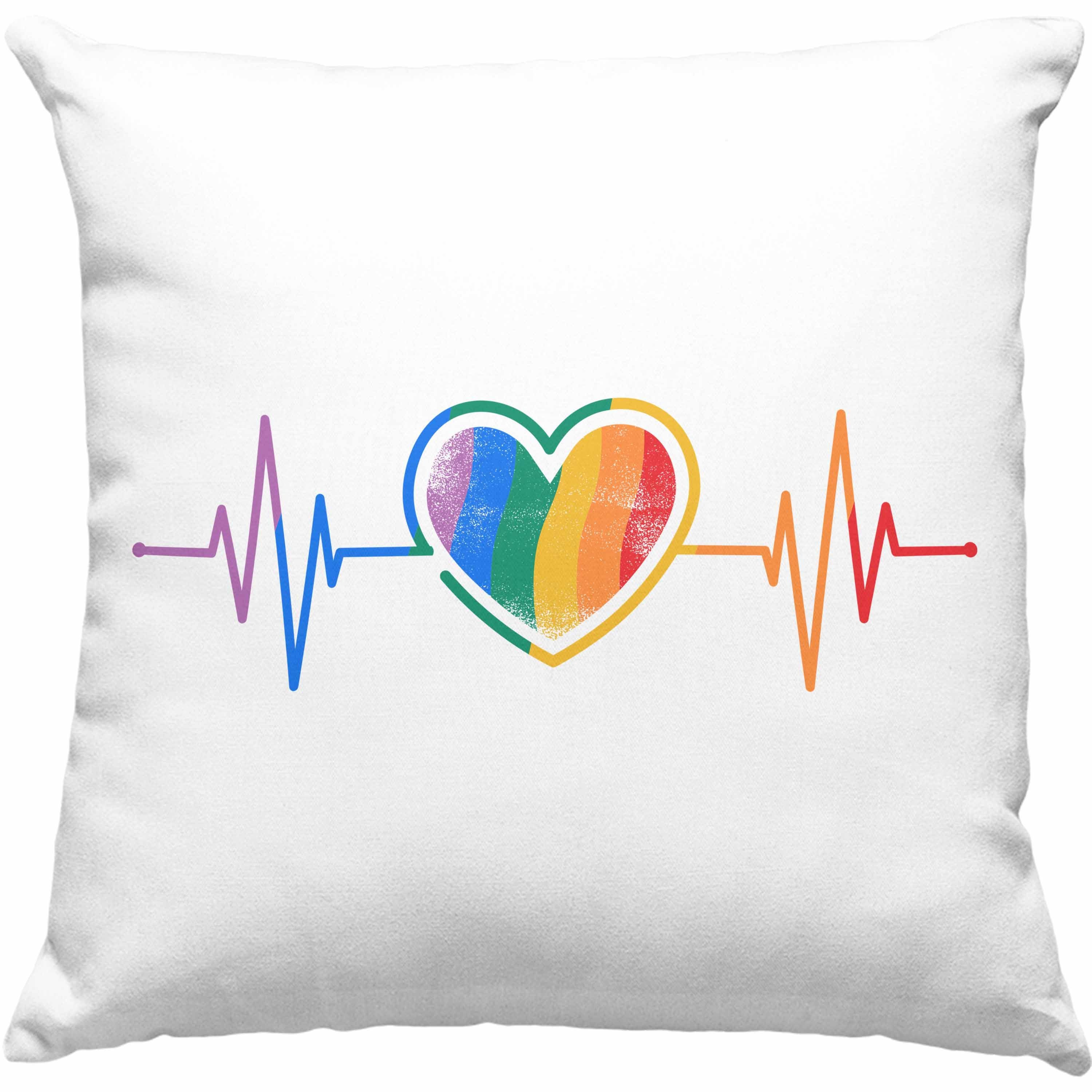 Online-Shop Trendation Dekokissen Trendation - LGBT Schwule Blau Geschenk Dekokissen Grafik Lustige Kissen für Regenbogen Füllung mit Herzschlag Lesben 40x40 Transgender