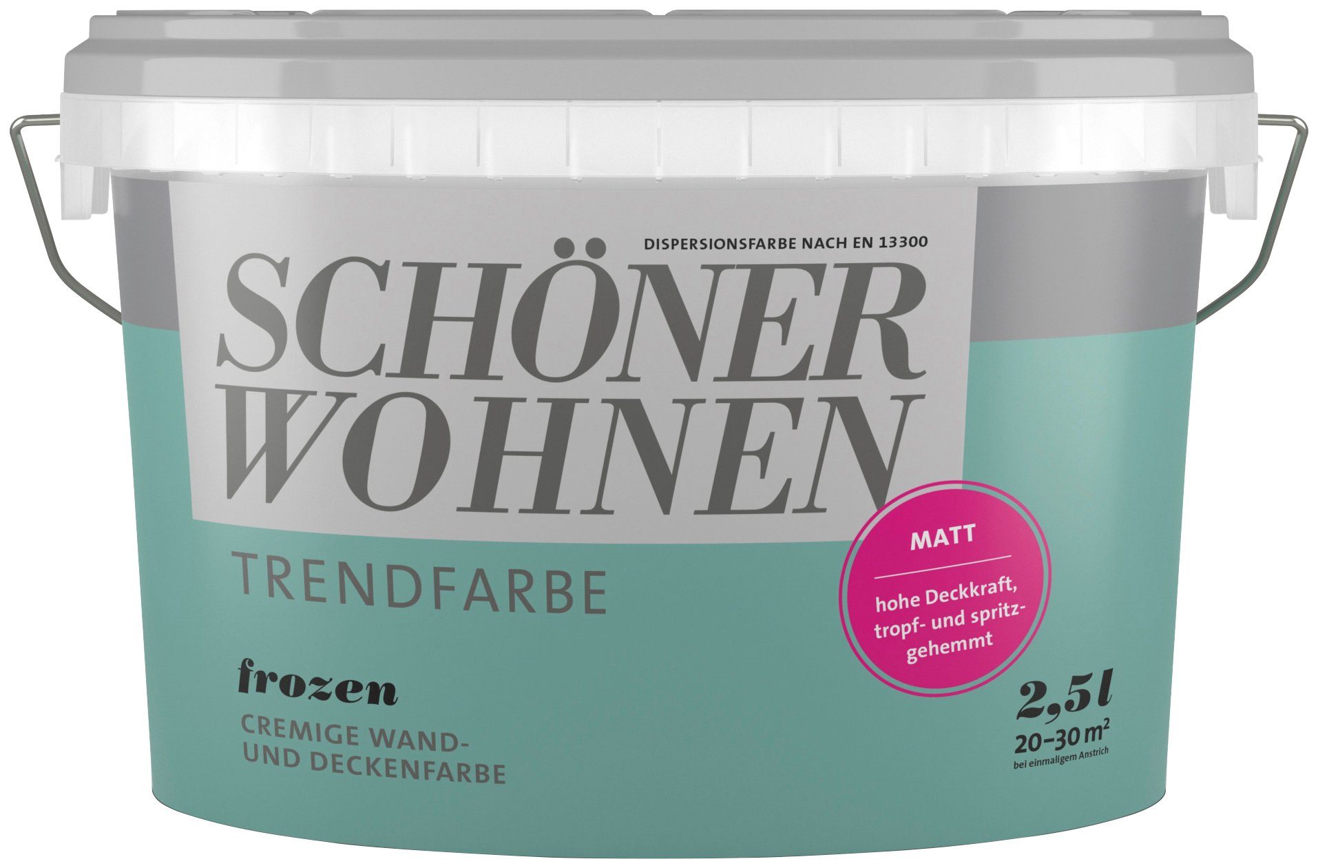 SCHÖNER WOHNEN FARBE Wand- und Deckenfarbe Trendfarbe, matt, 2,5 Liter, Frozen, hochdeckende Wandfarbe - für Allergiker geeignet